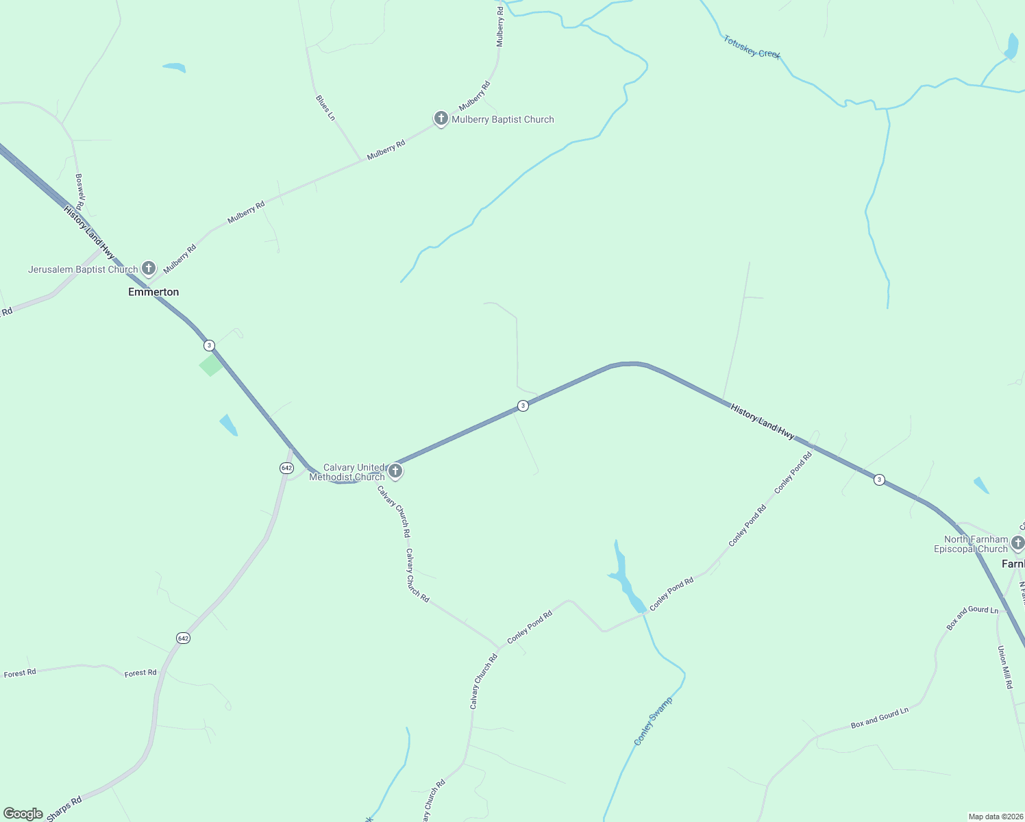 map of restaurants, bars, coffee shops, grocery stores, and more near 7185 History Land Highway in Farnham