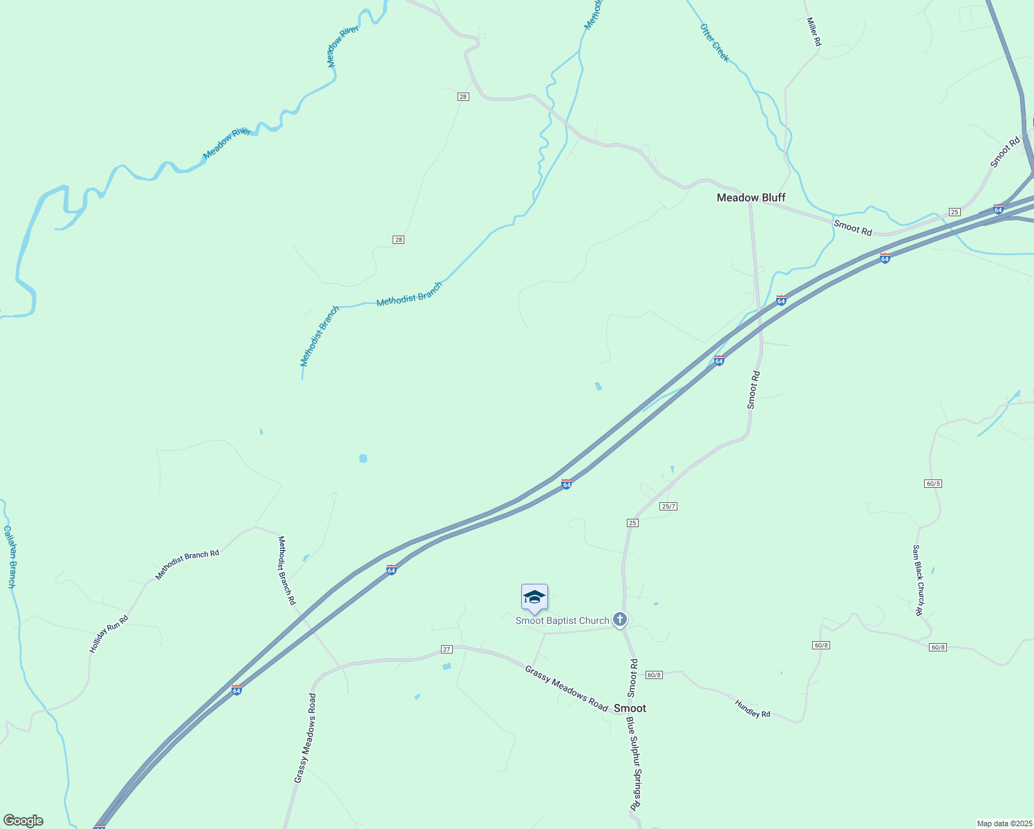 map of restaurants, bars, coffee shops, grocery stores, and more near in Meadow Bluff