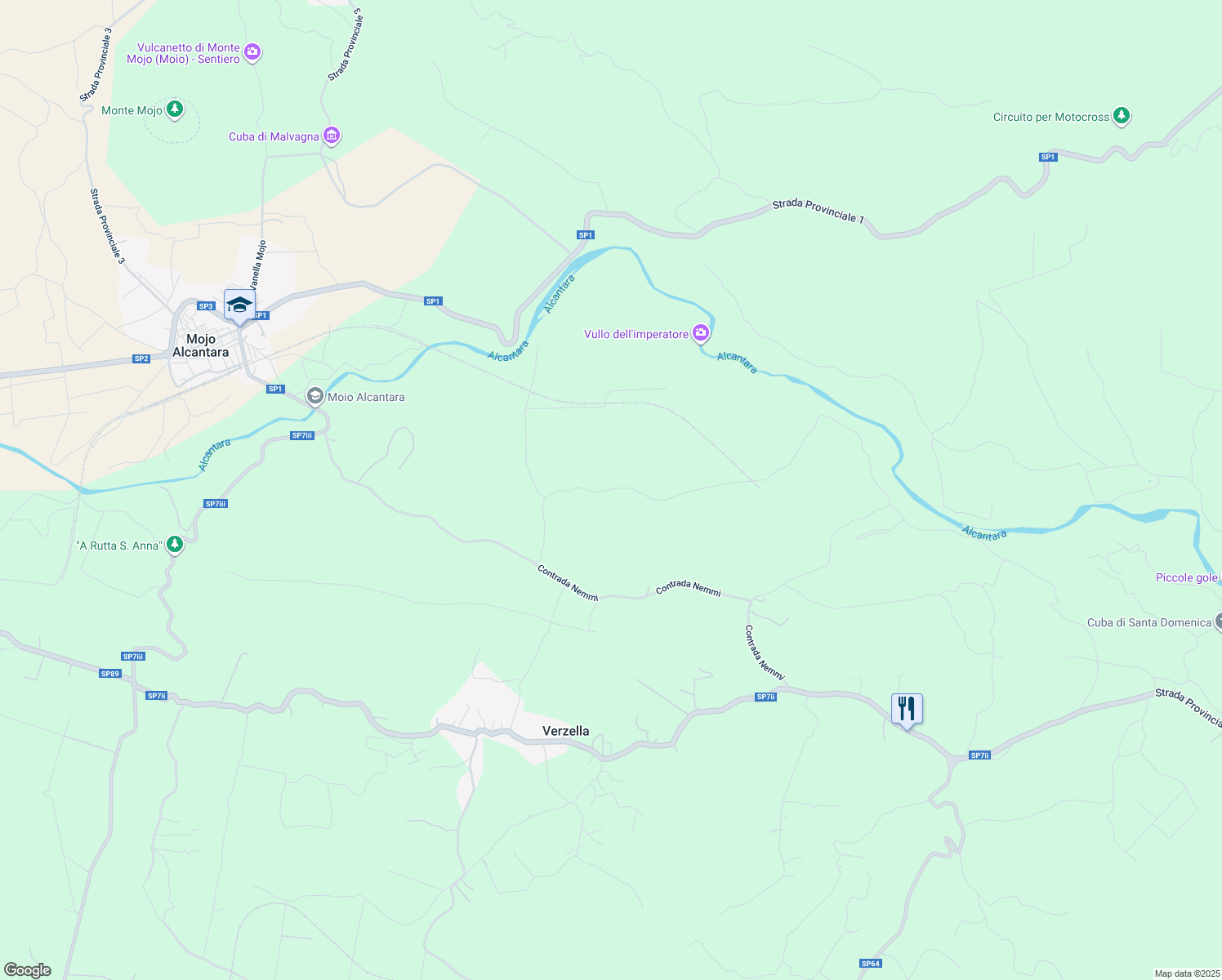 map of restaurants, bars, coffee shops, grocery stores, and more near Contrada Carranco in Città metropolitana di Catania
