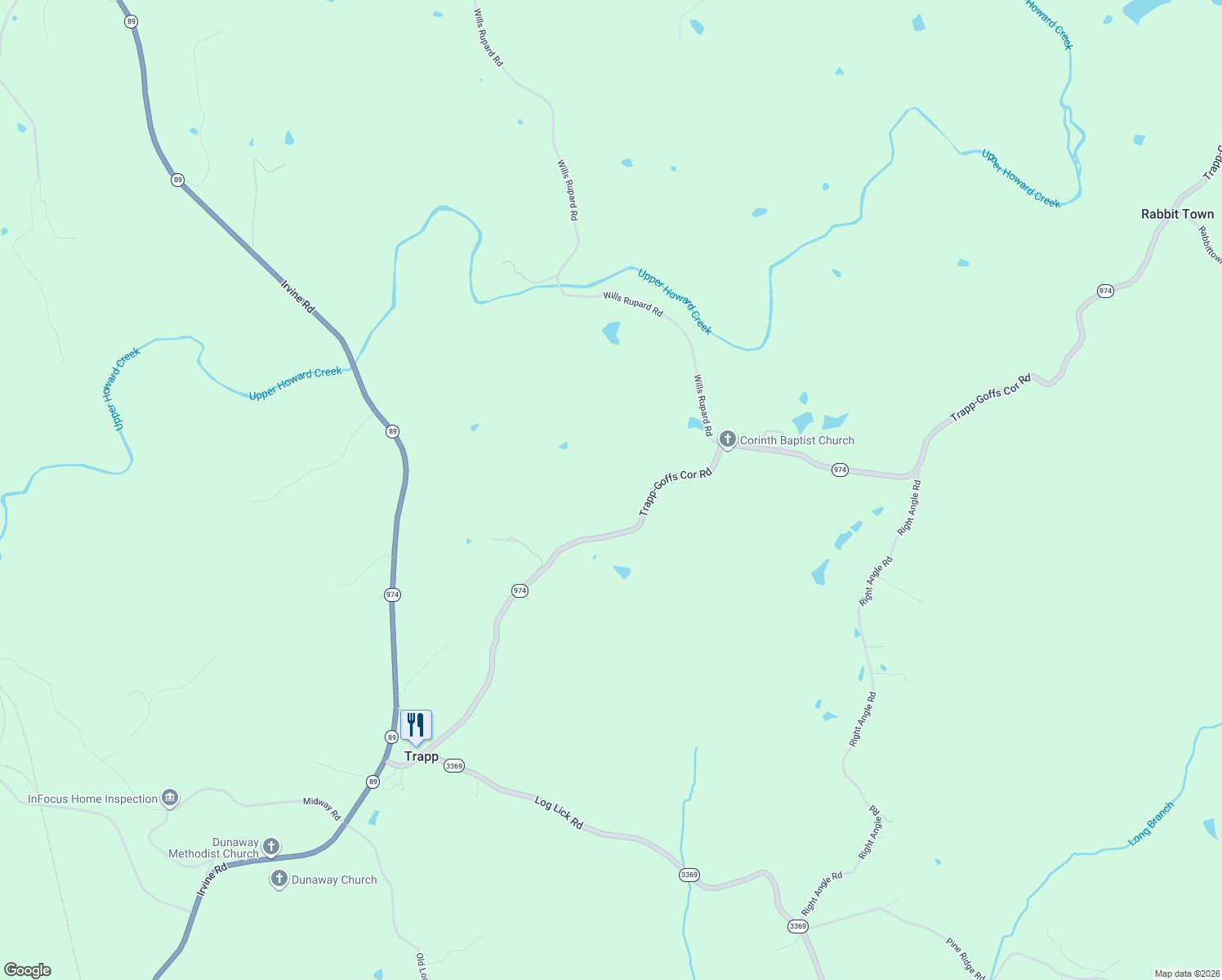 map of restaurants, bars, coffee shops, grocery stores, and more near 1050 Trapp Goffs Corner Road in Winchester