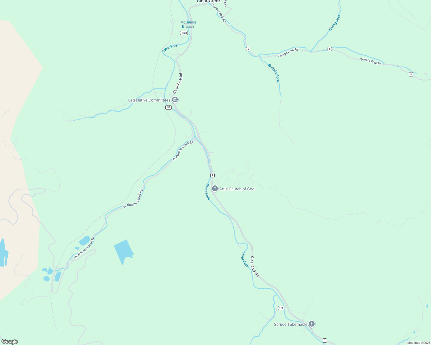 map of restaurants, bars, coffee shops, grocery stores, and more near 3314 Clear Fork Road in Clear Creek