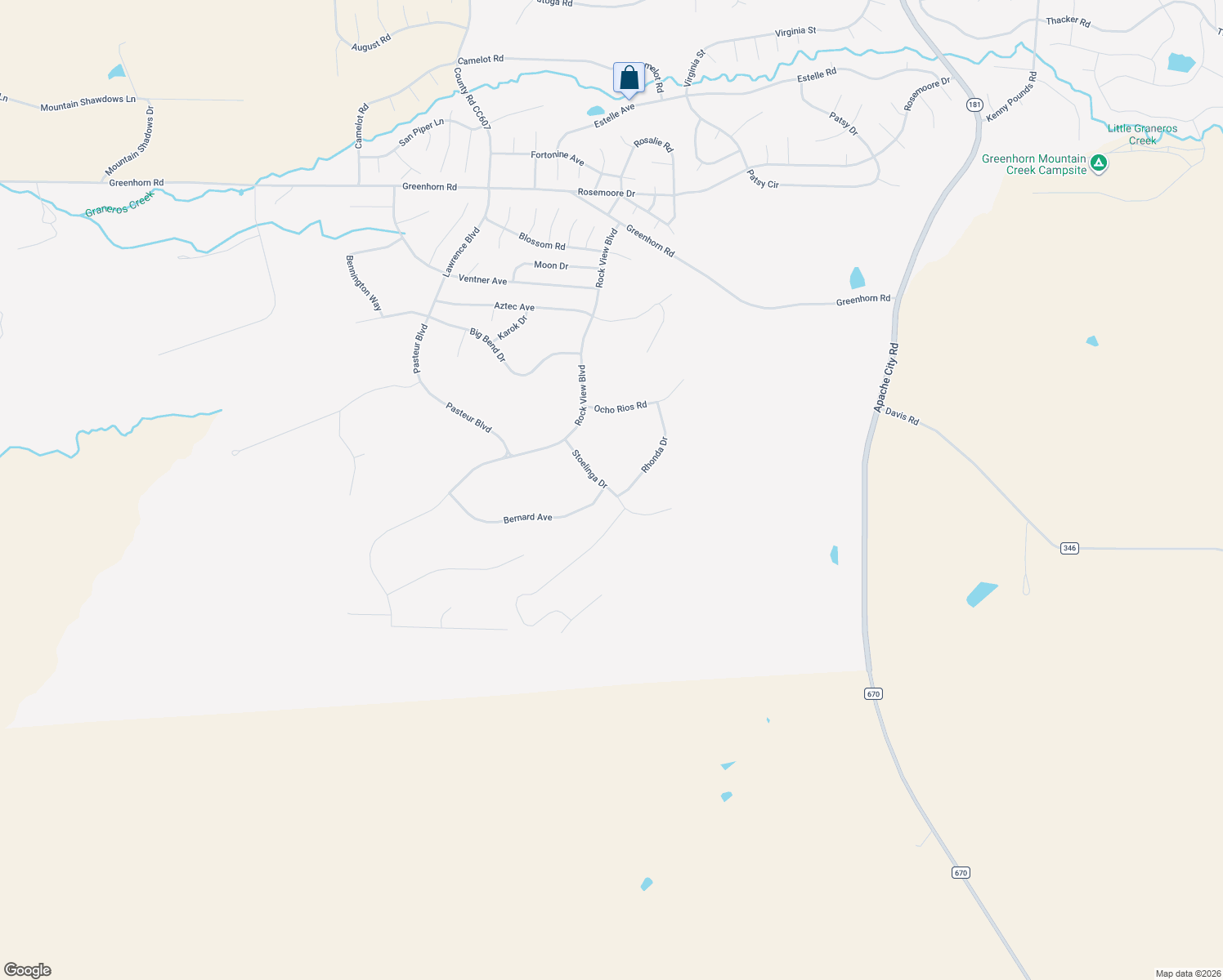 map of restaurants, bars, coffee shops, grocery stores, and more near Stoelinga Drive in Colorado City