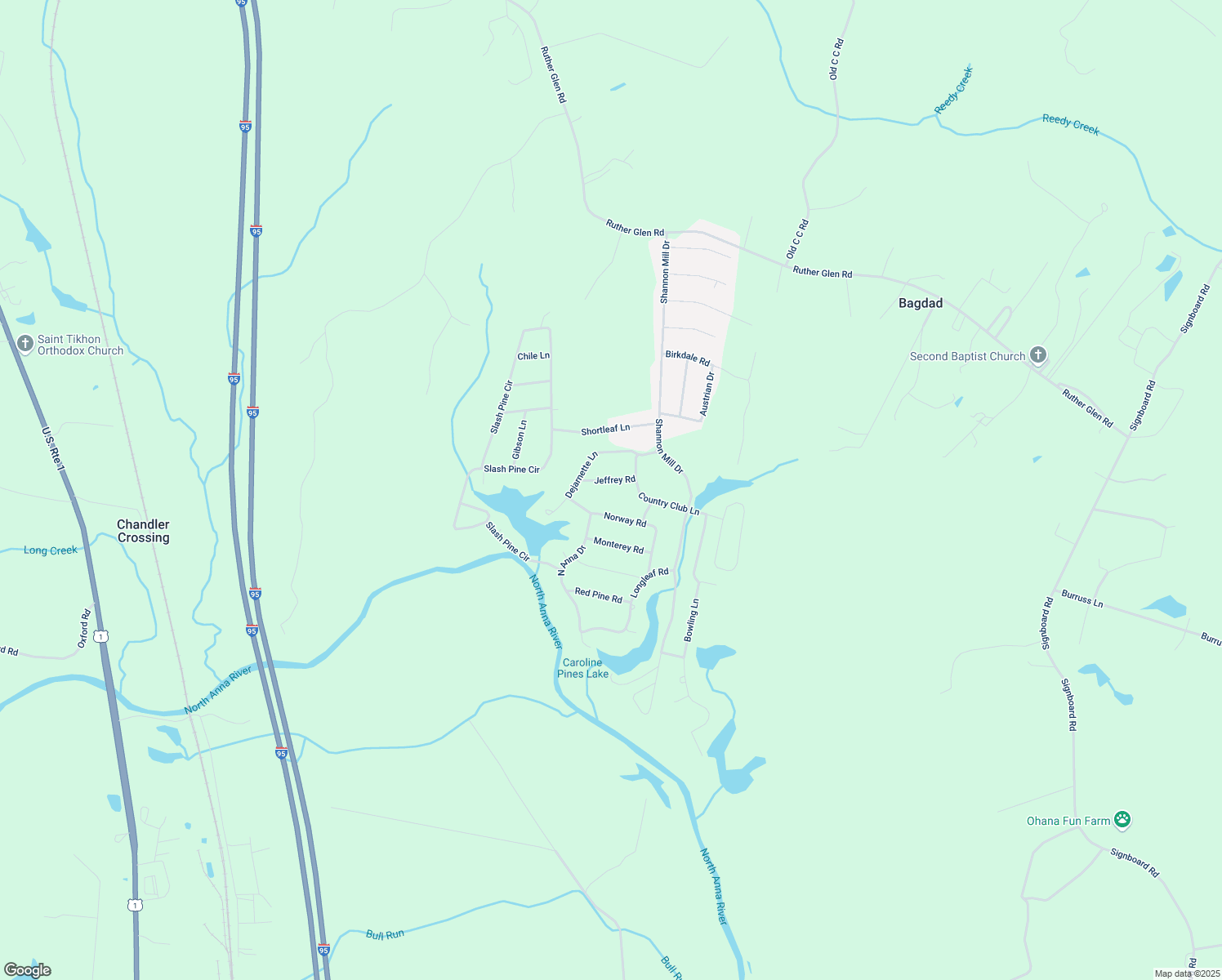 map of restaurants, bars, coffee shops, grocery stores, and more near 12082 Jeffrey Road in Ruther Glen