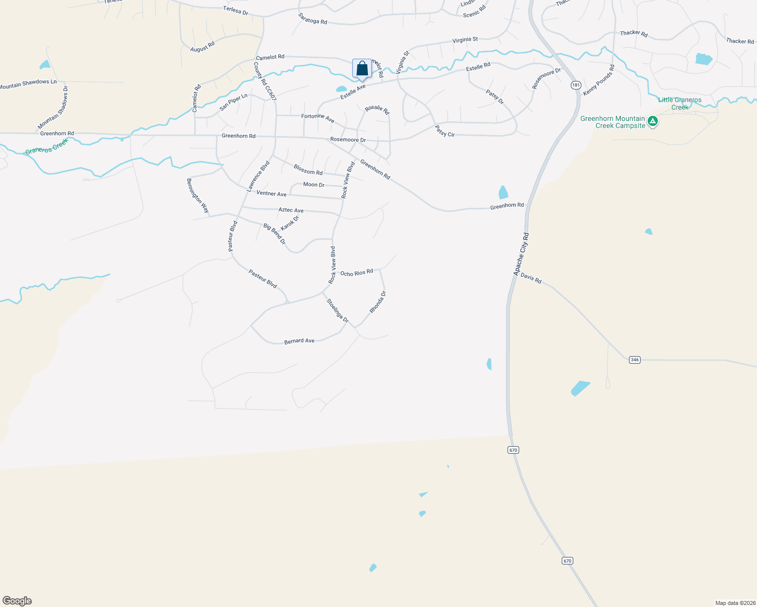 map of restaurants, bars, coffee shops, grocery stores, and more near Rhonda Drive in Colorado City