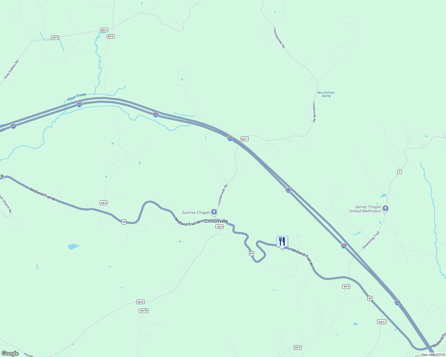 map of restaurants, bars, coffee shops, grocery stores, and more near 415 Loudermilk Road in Crawley