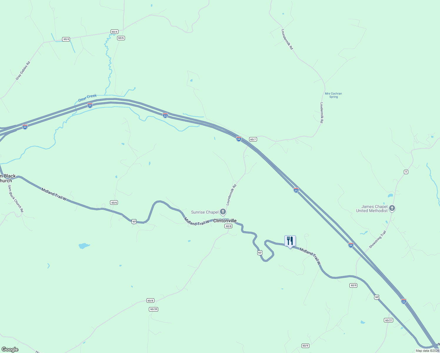 map of restaurants, bars, coffee shops, grocery stores, and more near 415 Loudermilk Road in Crawley