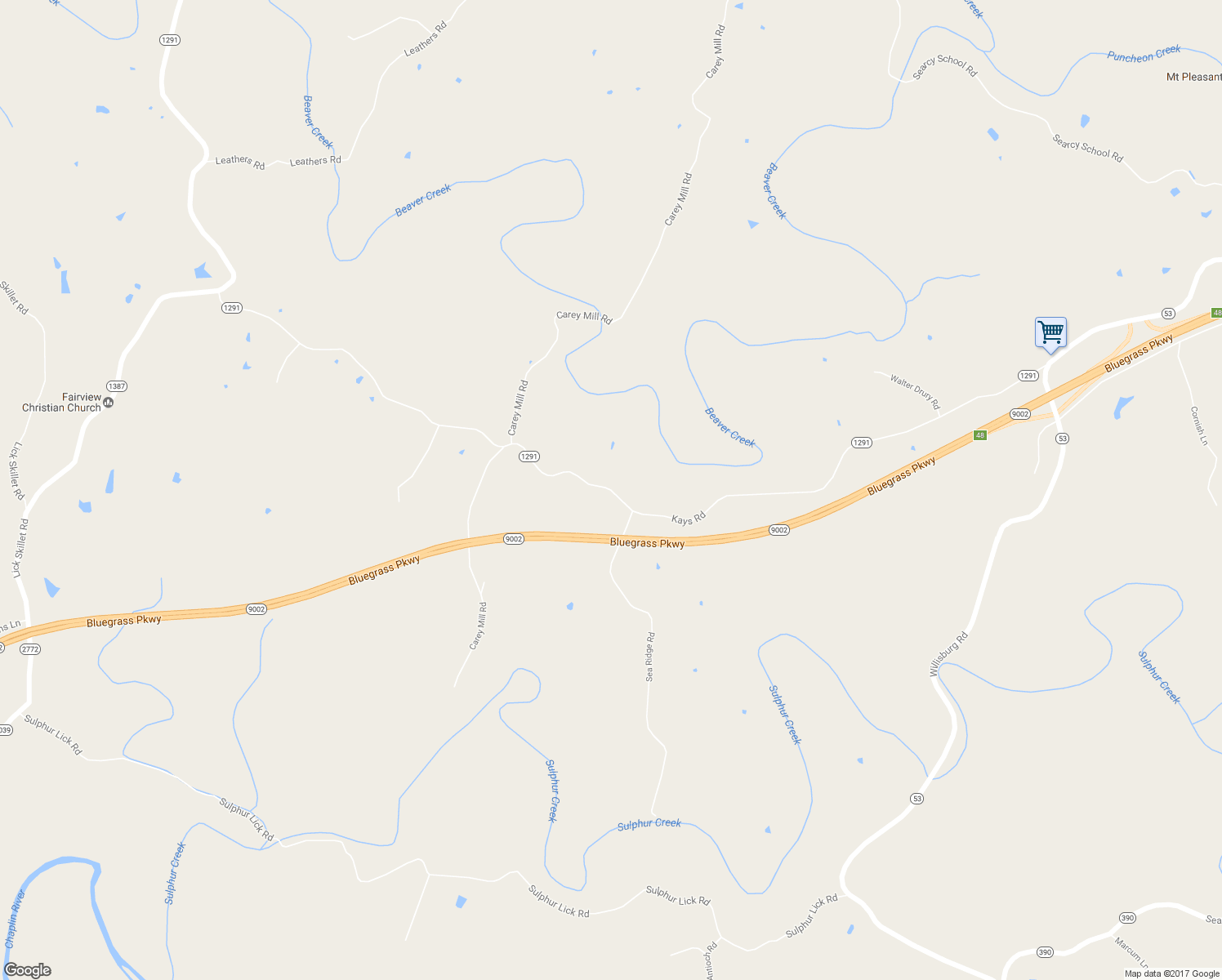 map of restaurants, bars, coffee shops, grocery stores, and more near 1280 Kays Road in Lawrenceburg