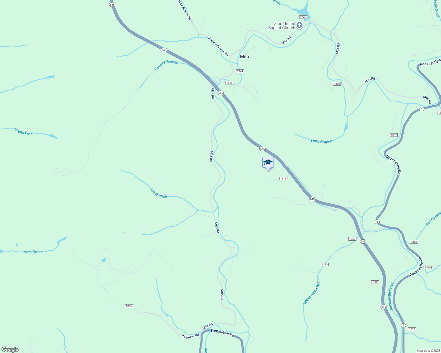map of restaurants, bars, coffee shops, grocery stores, and more near Milo Road in Tomahawk