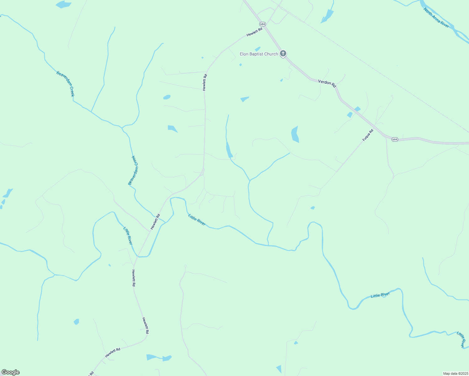 map of restaurants, bars, coffee shops, grocery stores, and more near 14126 Harts Lane in Beaverdam