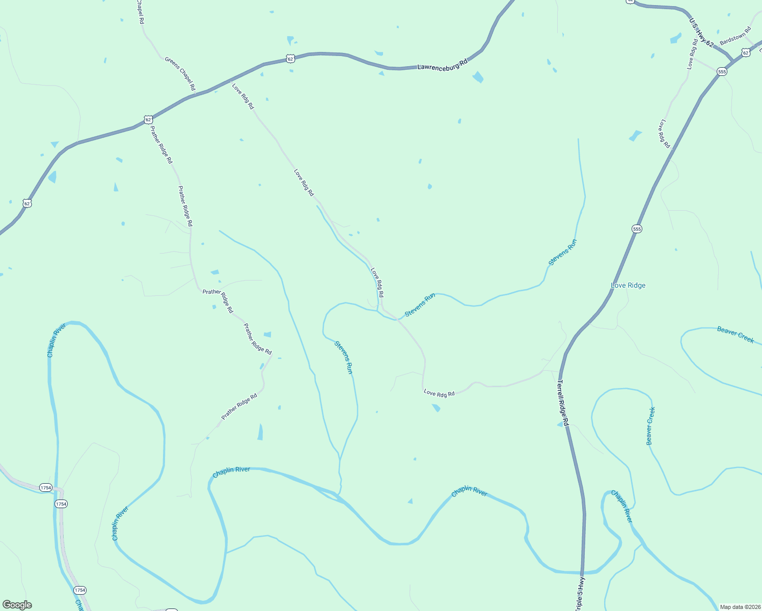 map of restaurants, bars, coffee shops, grocery stores, and more near 1088-1348 Love Ridge Road in Chaplin