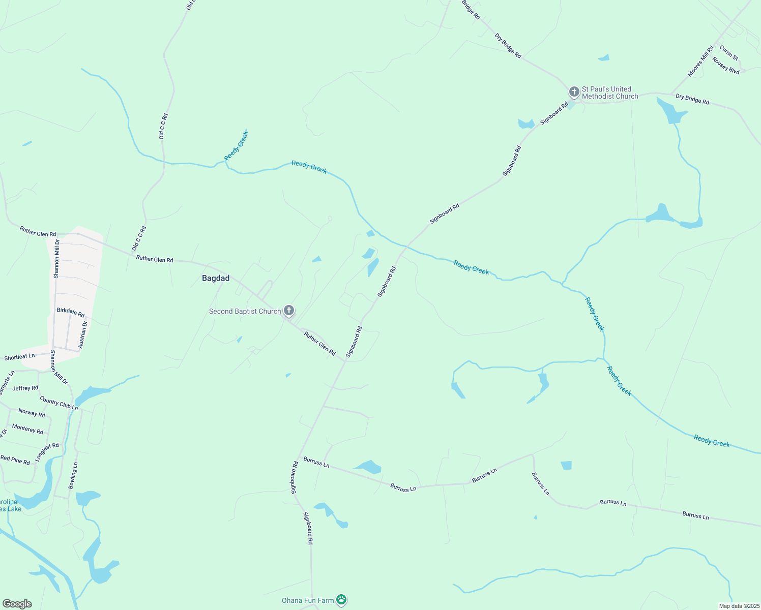 map of restaurants, bars, coffee shops, grocery stores, and more near 26219 Signboard Road in Ruther Glen