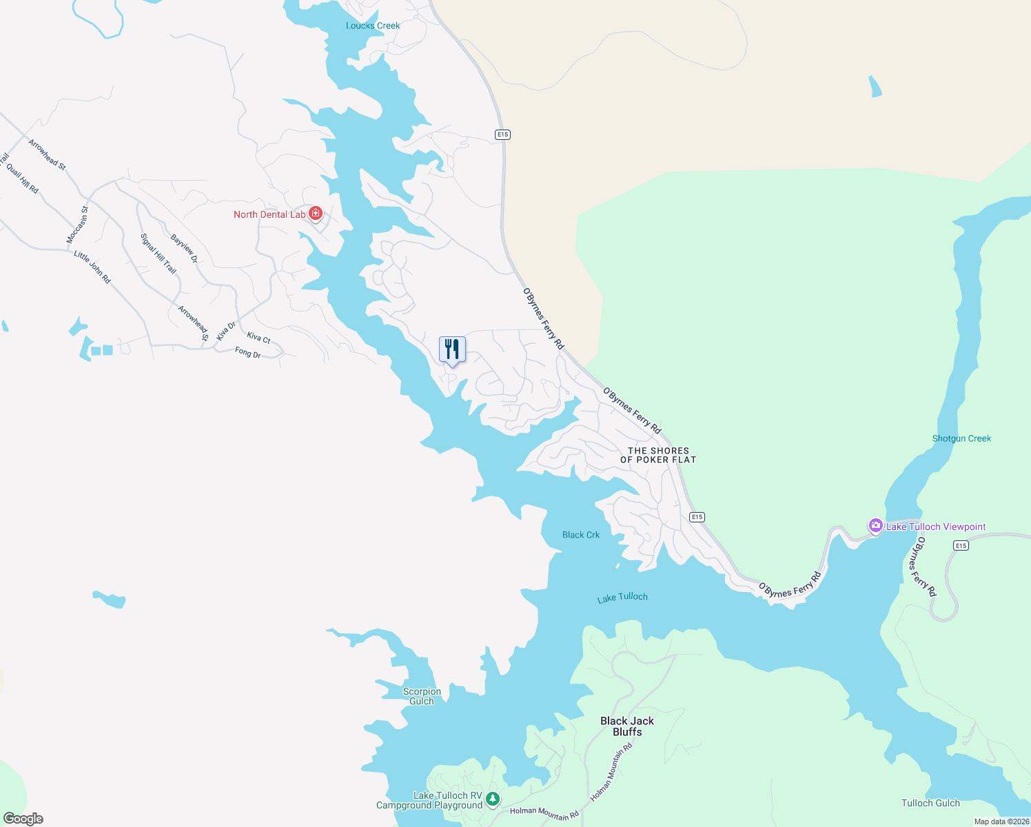 map of restaurants, bars, coffee shops, grocery stores, and more near 332 Thomson Lane in Copperopolis
