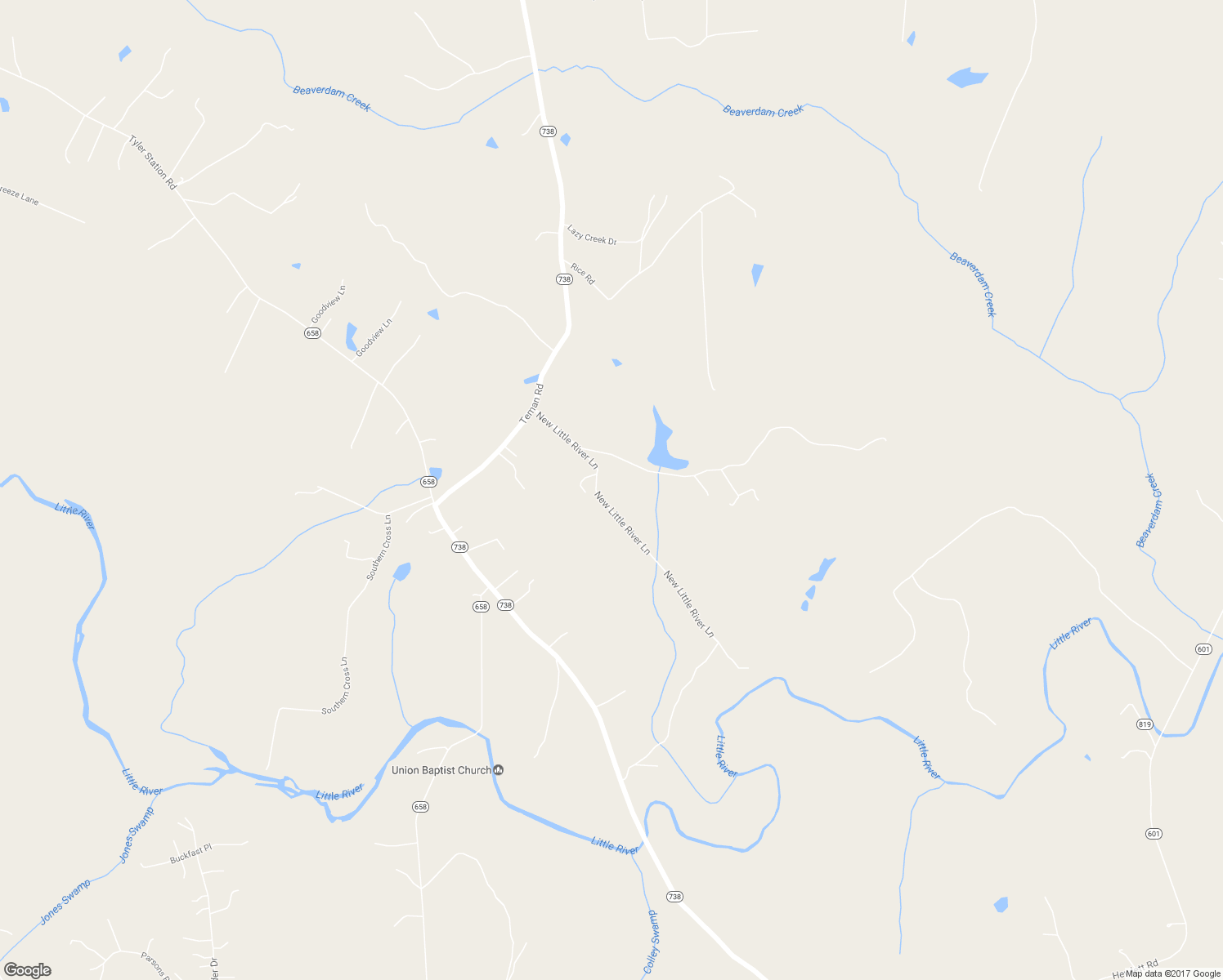 map of restaurants, bars, coffee shops, grocery stores, and more near 18252 New Little River Lane in Beaverdam