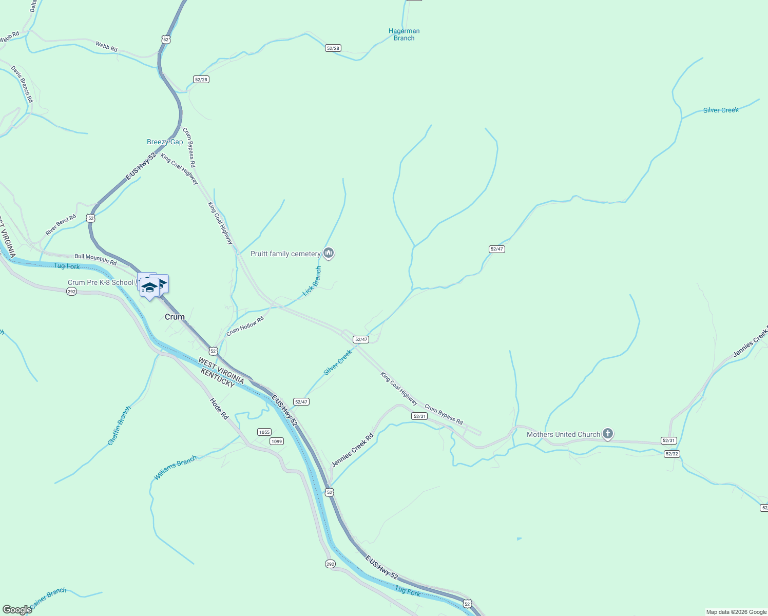 map of restaurants, bars, coffee shops, grocery stores, and more near 323 Silver Creek in Crum