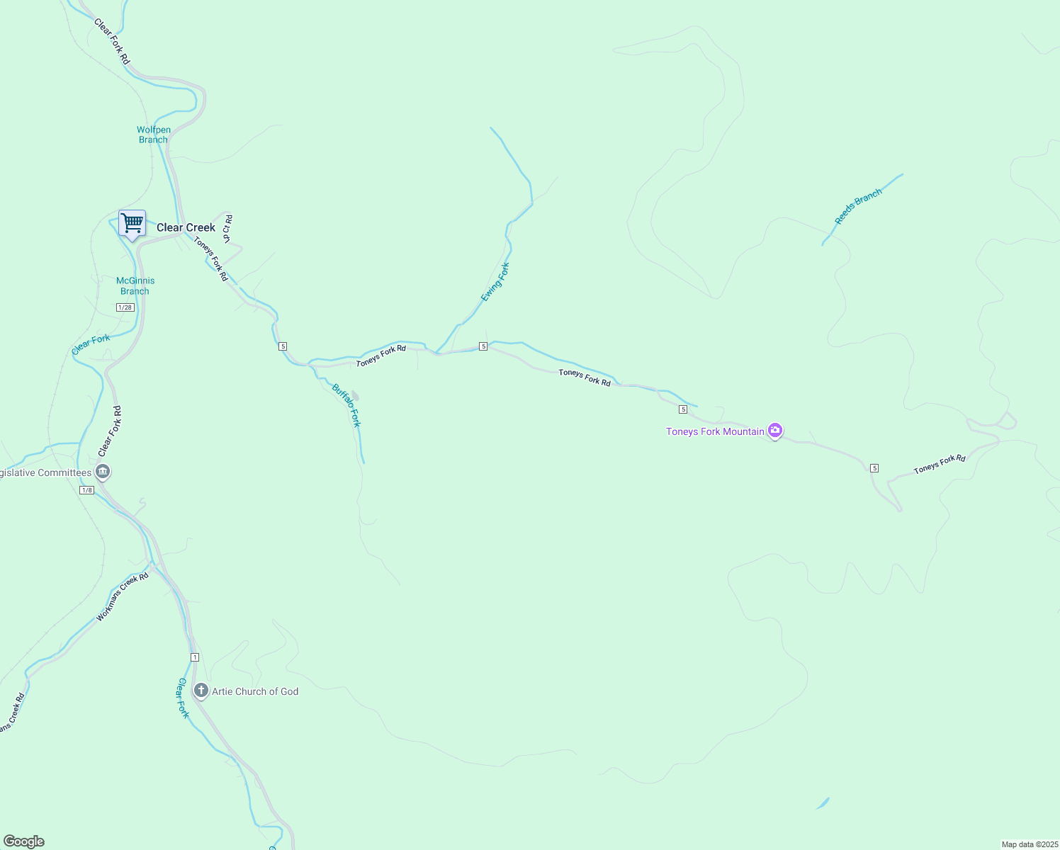 map of restaurants, bars, coffee shops, grocery stores, and more near in Clear Creek