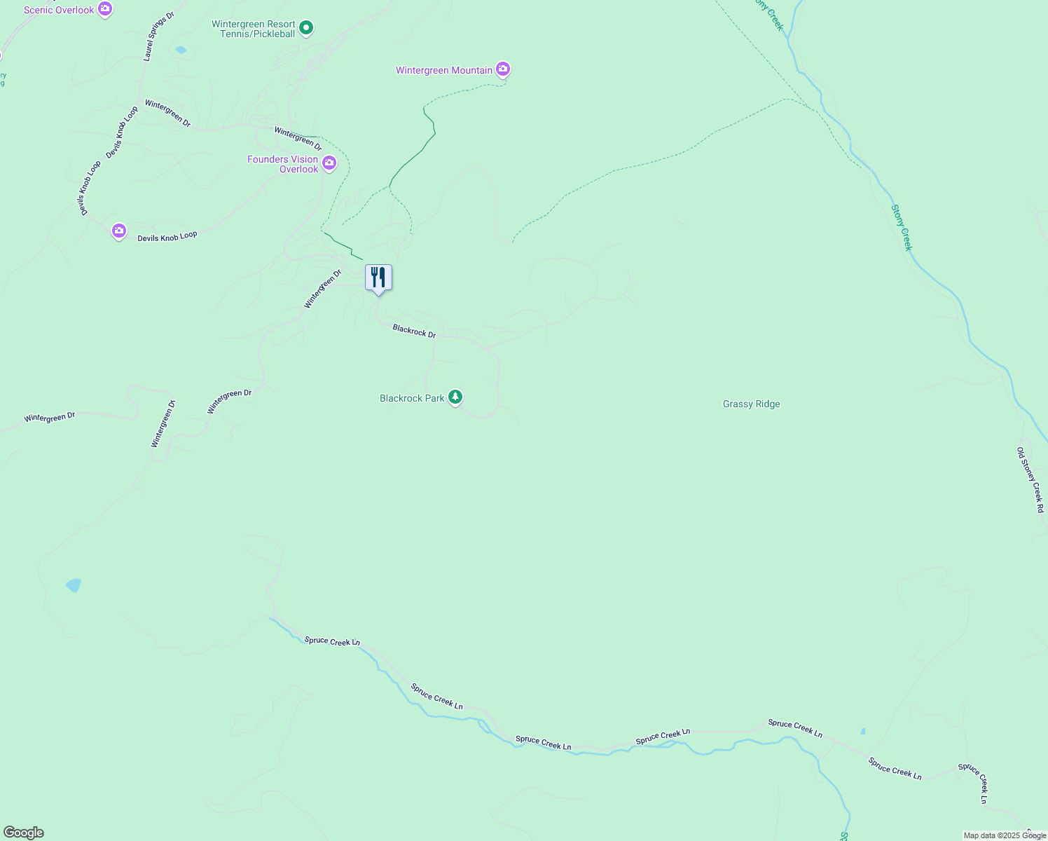 map of restaurants, bars, coffee shops, grocery stores, and more near 85 Greenstone Drive in Nellysford