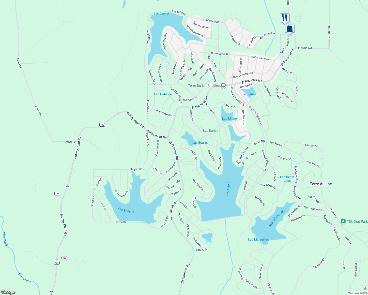 map of restaurants, bars, coffee shops, grocery stores, and more near 1751 Rue Andre in Bonne Terre