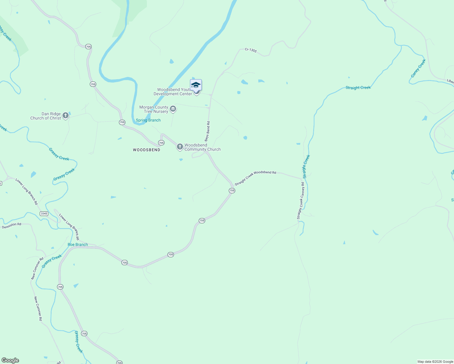 map of restaurants, bars, coffee shops, grocery stores, and more near State Highway 705 in West Liberty