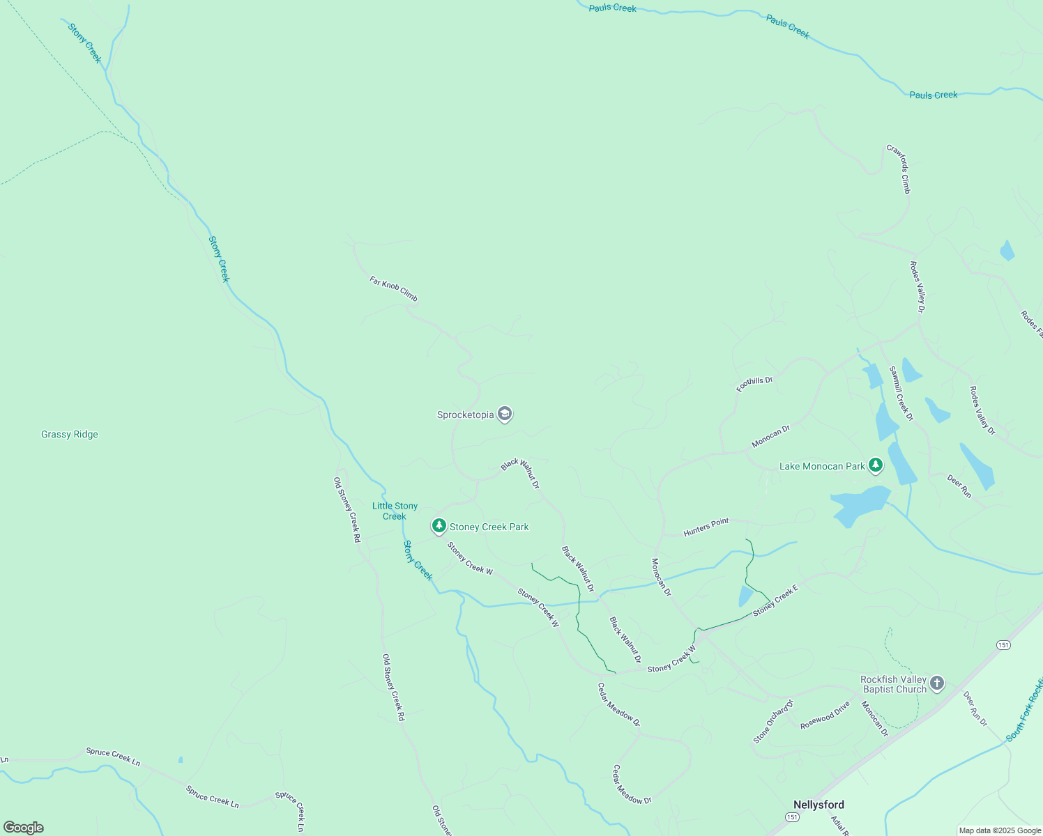 map of restaurants, bars, coffee shops, grocery stores, and more near 214-298 Hooded Warbler Ln in Nellysford