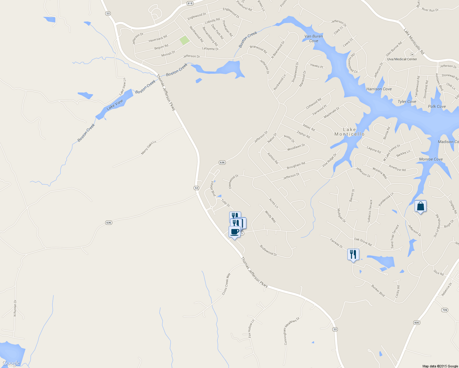 map of restaurants, bars, coffee shops, grocery stores, and more near 18 Fleetwood Drive in Palmyra
