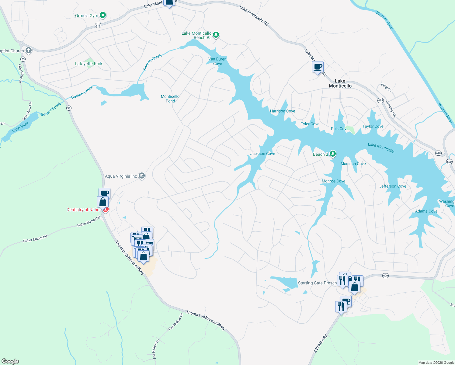 map of restaurants, bars, coffee shops, grocery stores, and more near 89 Brougham Rd in Palmyra