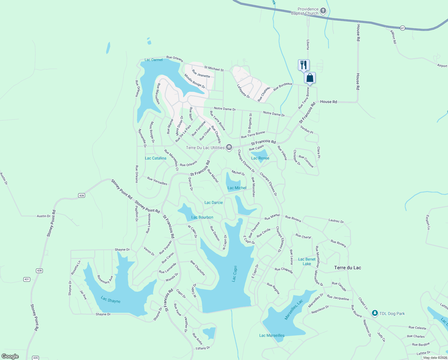 map of restaurants, bars, coffee shops, grocery stores, and more near 406 Dawn Court in Bonne Terre