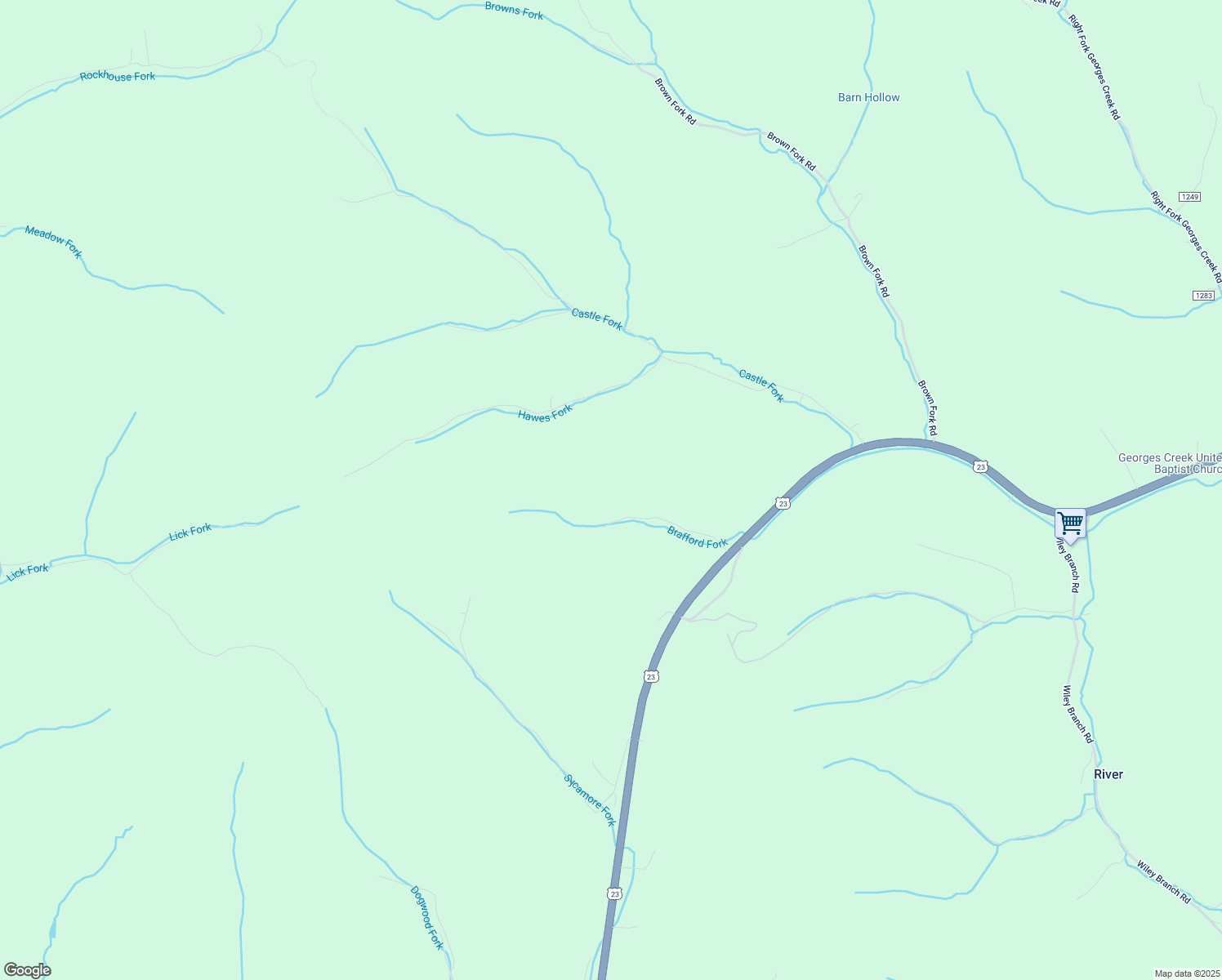 map of restaurants, bars, coffee shops, grocery stores, and more near 410 Hackney Hollow in Lowmansville