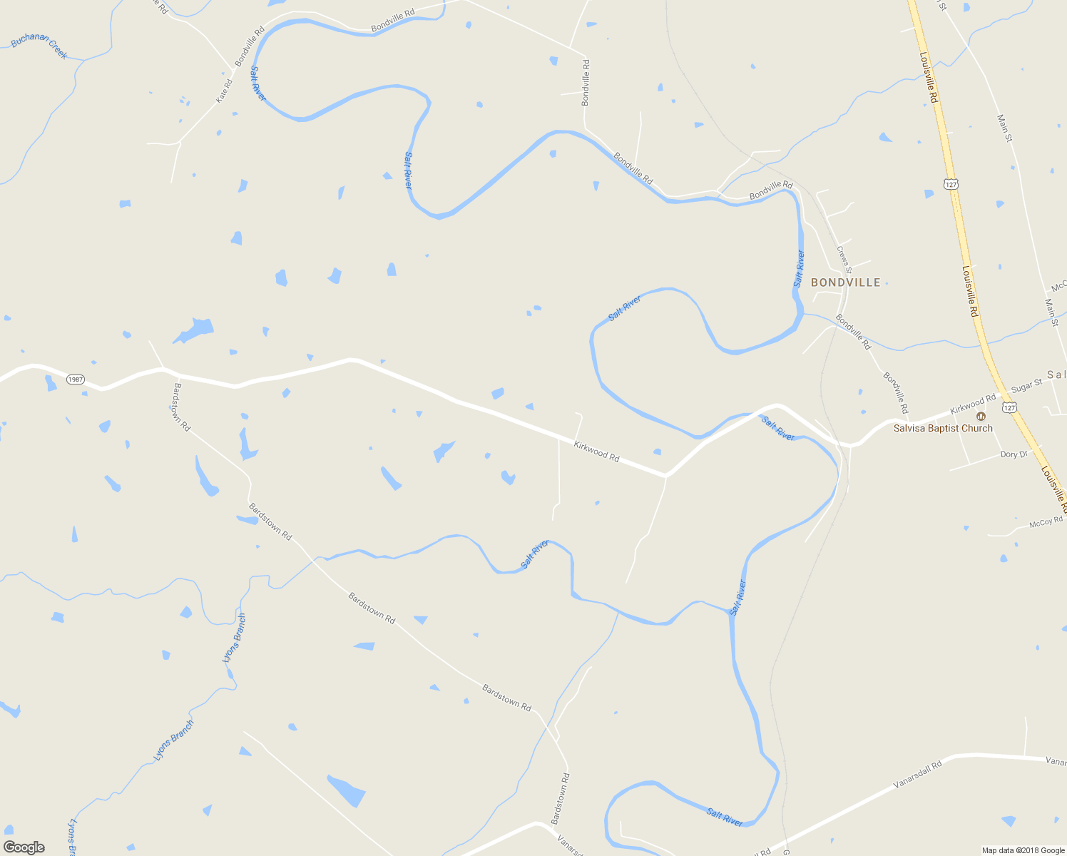 map of restaurants, bars, coffee shops, grocery stores, and more near 728 Kirkwood Road in Salvisa