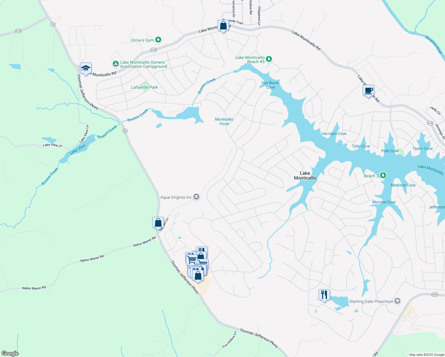 map of restaurants, bars, coffee shops, grocery stores, and more near 368 Jefferson Drive in Palmyra