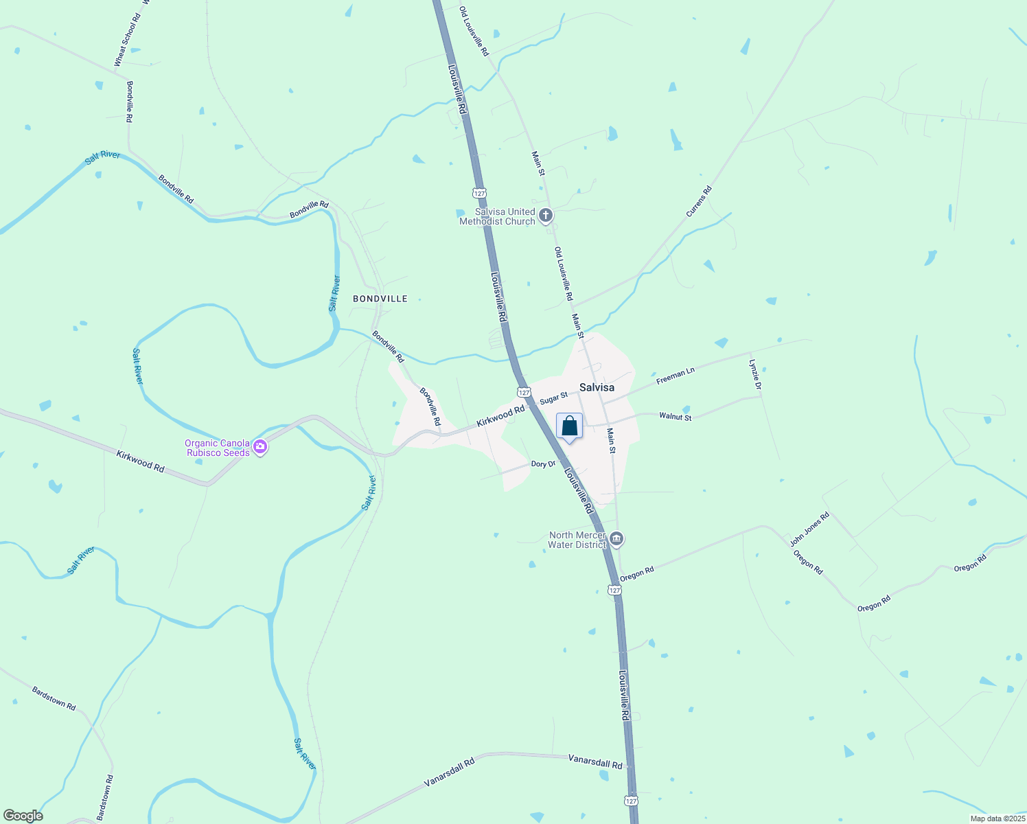 map of restaurants, bars, coffee shops, grocery stores, and more near 182 Kirkwood Road in Salvisa