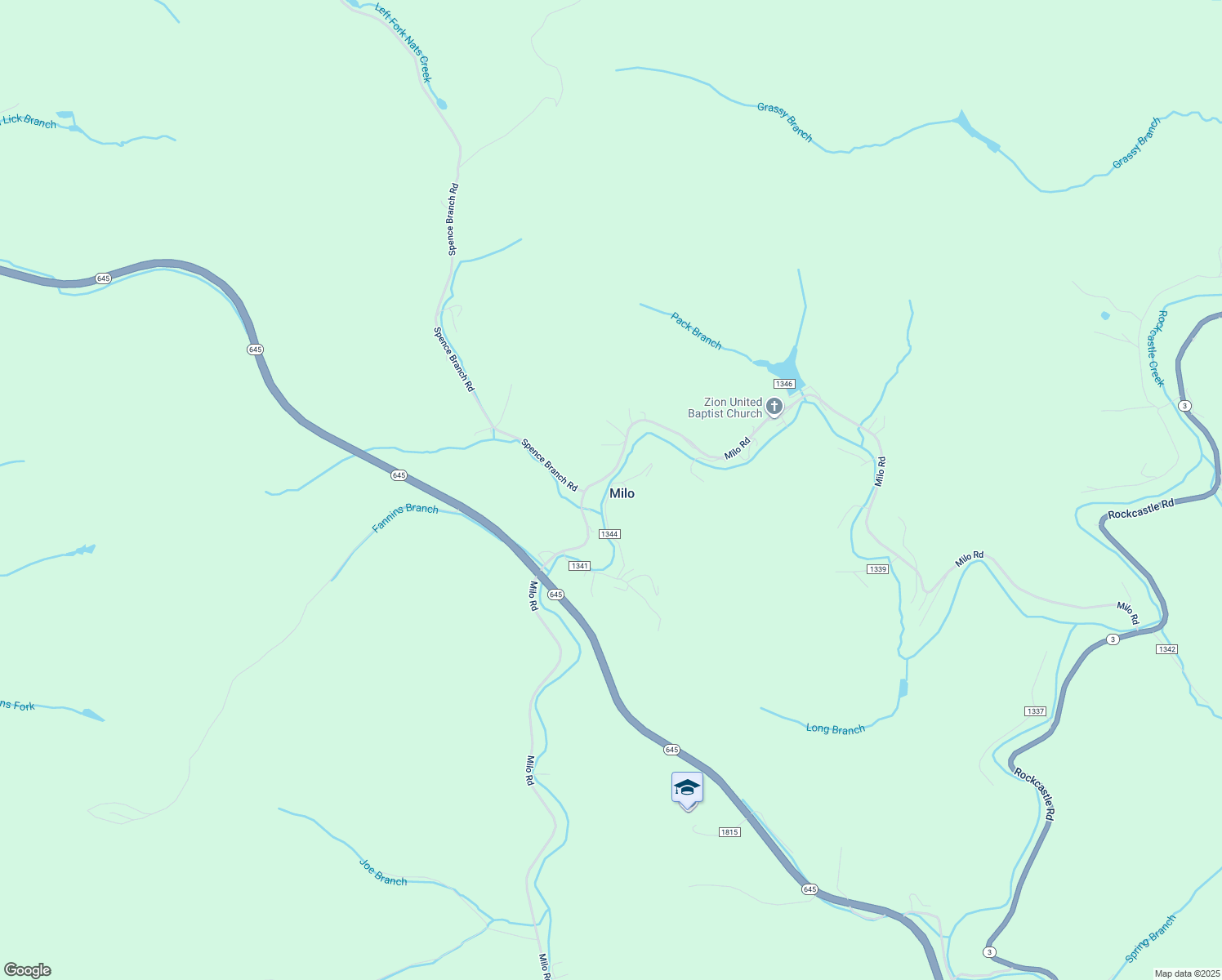 map of restaurants, bars, coffee shops, grocery stores, and more near Milo Road in Martin