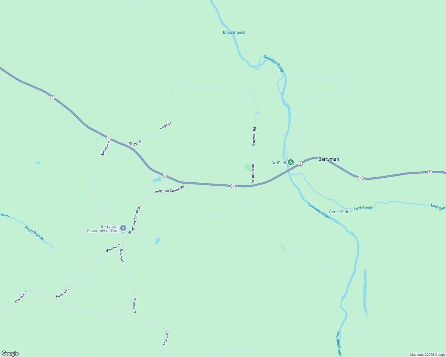 map of restaurants, bars, coffee shops, grocery stores, and more near 1709 Missouri 8 in Steelville