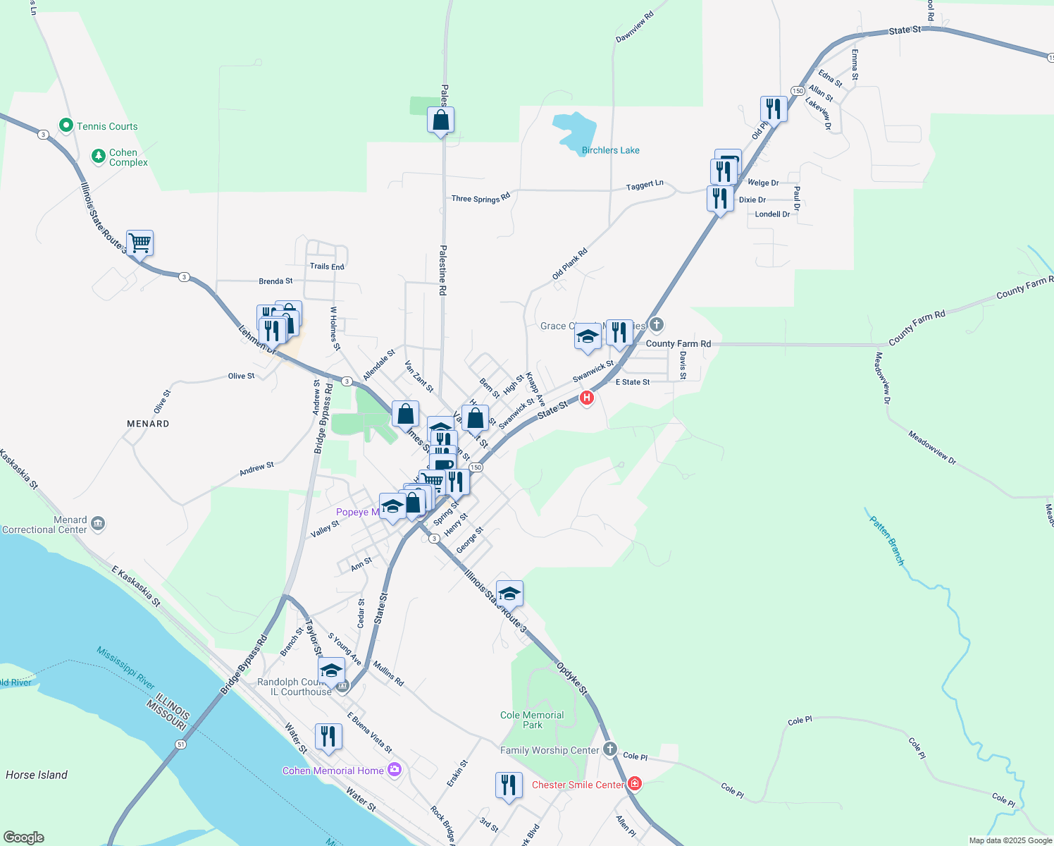 map of restaurants, bars, coffee shops, grocery stores, and more near 1701 State Street in Chester