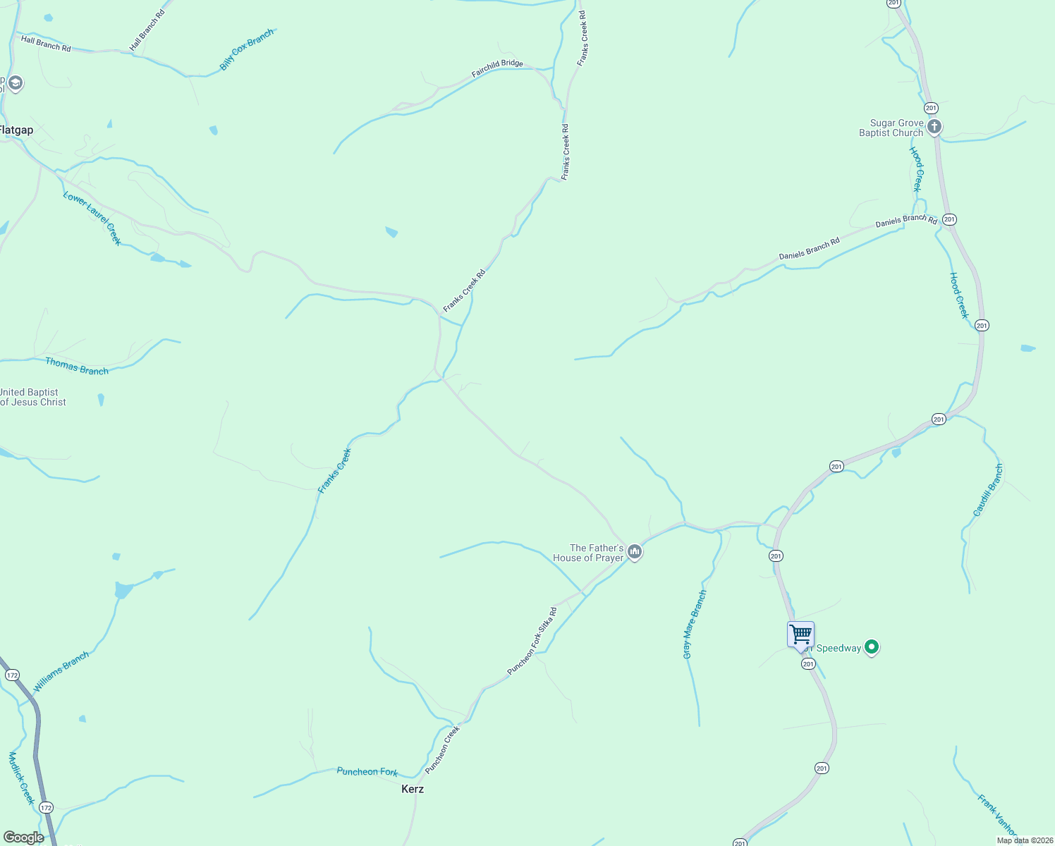 map of restaurants, bars, coffee shops, grocery stores, and more near 900 State Highway 1092 in Flatgap