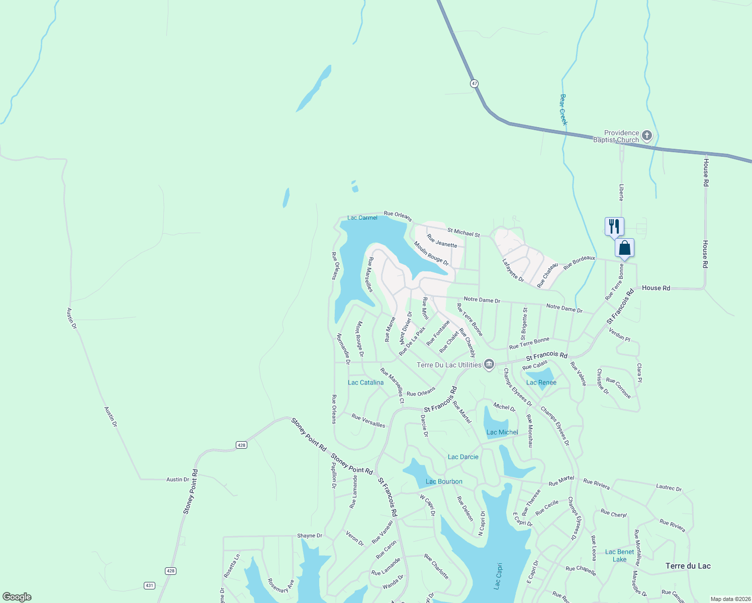 map of restaurants, bars, coffee shops, grocery stores, and more near 247 Rue Marseilles in Bonne Terre