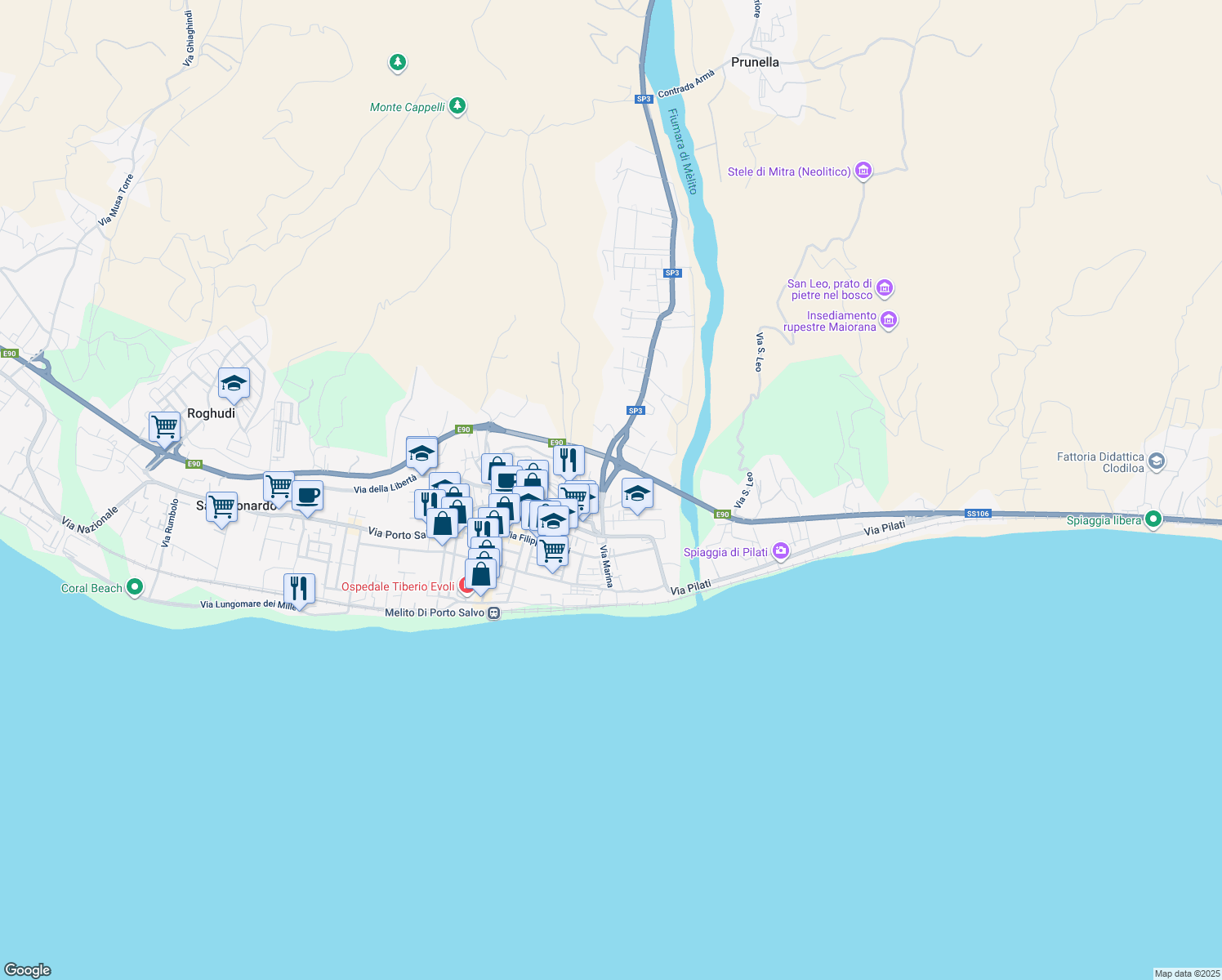 map of restaurants, bars, coffee shops, grocery stores, and more near 2 Via Aldo Tripodi in Melito di Porto Salvo