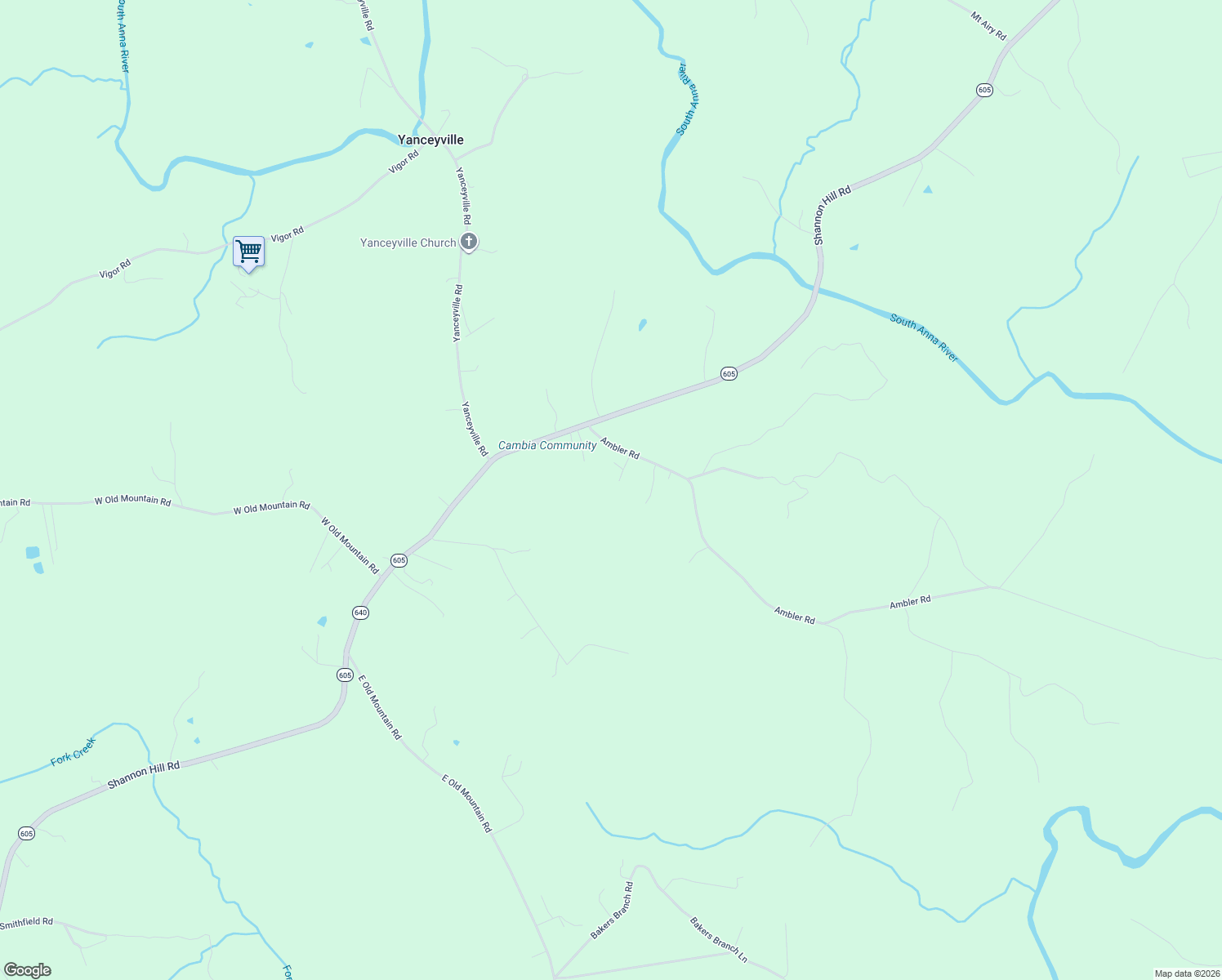 map of restaurants, bars, coffee shops, grocery stores, and more near 150 Ambler Rd in Louisa