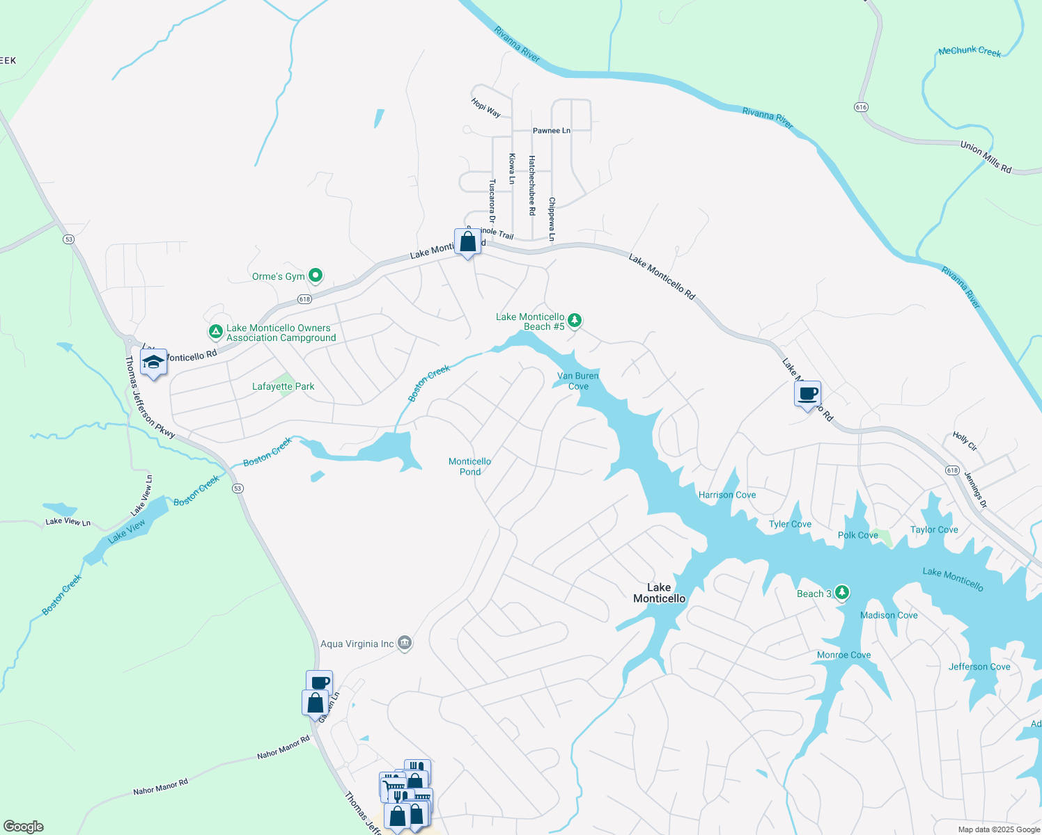 map of restaurants, bars, coffee shops, grocery stores, and more near 27 S Bearwood Dr in Palmyra