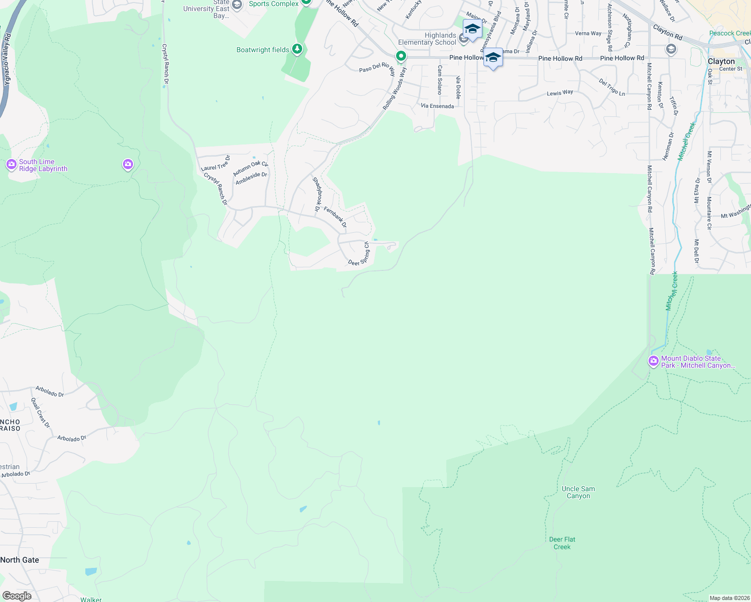 map of restaurants, bars, coffee shops, grocery stores, and more near 500 Kaiser Quarry Road in Clayton