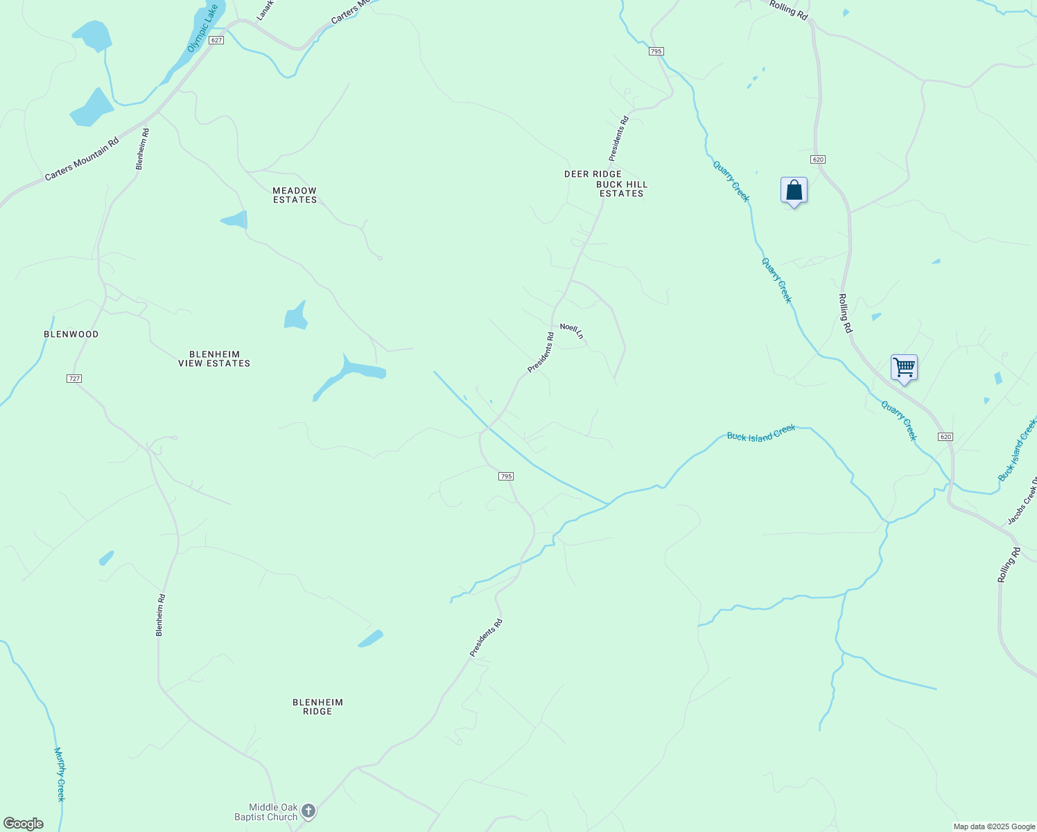 map of restaurants, bars, coffee shops, grocery stores, and more near 3965 Presidents Road in Scottsville