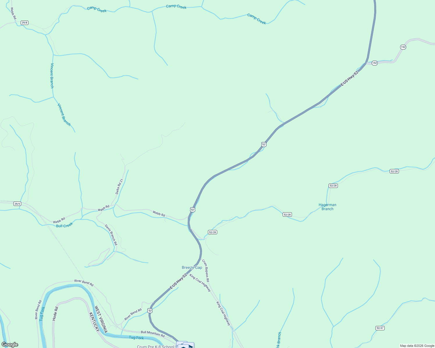 map of restaurants, bars, coffee shops, grocery stores, and more near U.S. 52 in Wayne