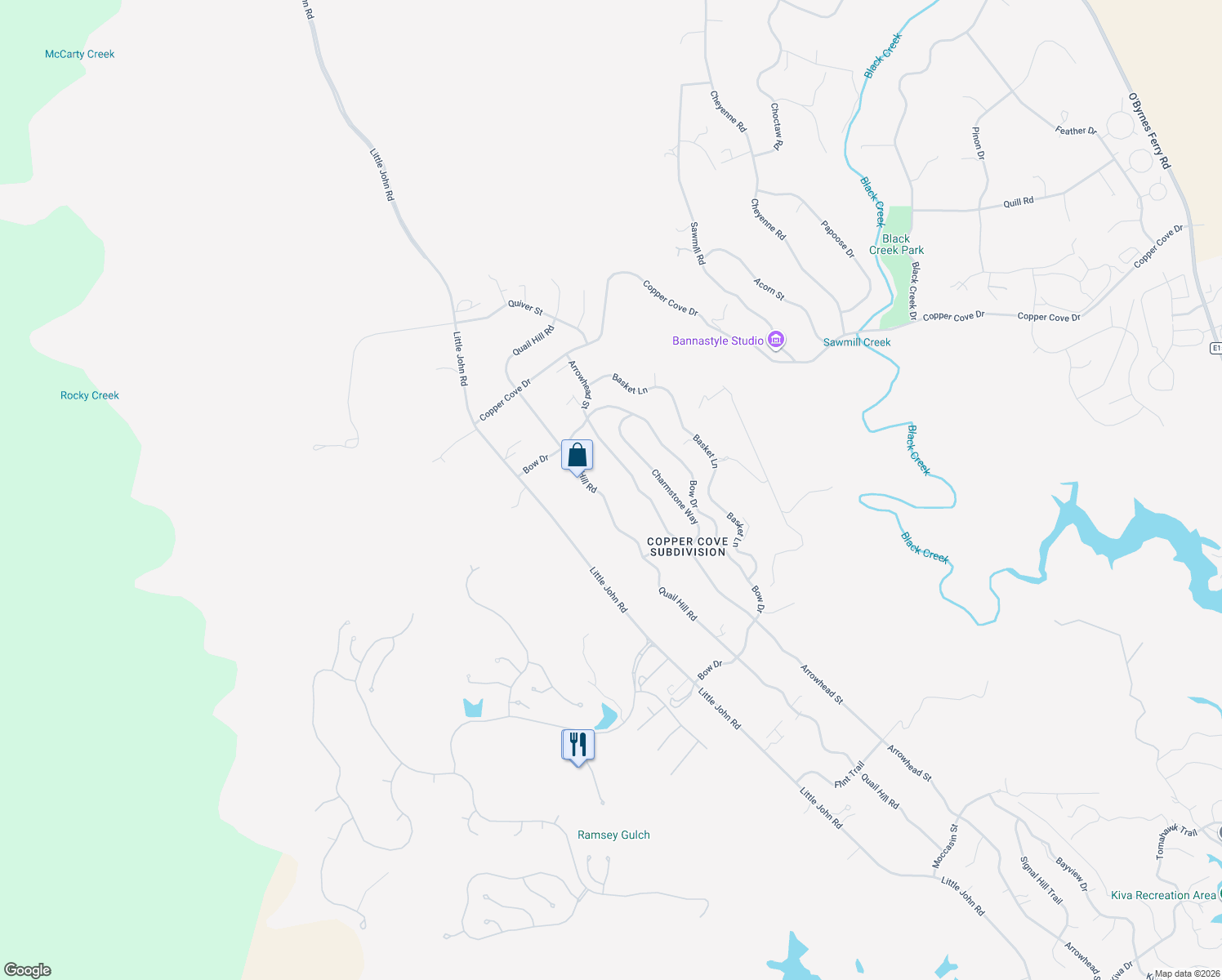 map of restaurants, bars, coffee shops, grocery stores, and more near 2403 Quail Hill Road in Copperopolis