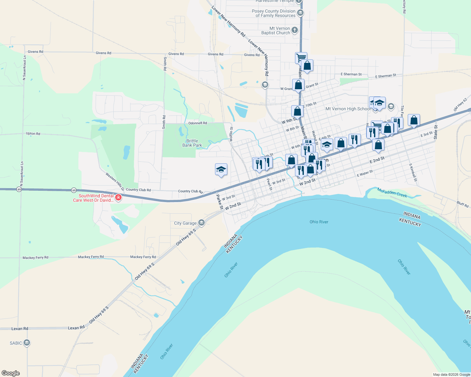 map of restaurants, bars, coffee shops, grocery stores, and more near 922 West 4th Street in Mount Vernon