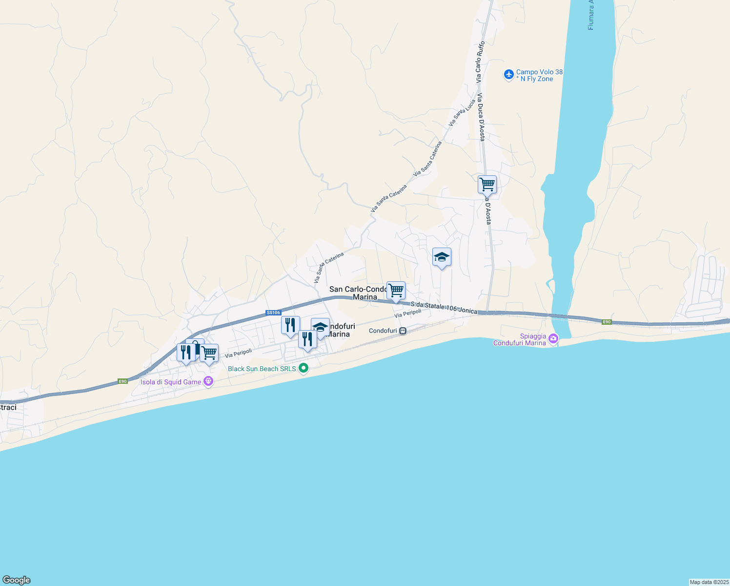 map of restaurants, bars, coffee shops, grocery stores, and more near in San Carlo-Condofuri Marina