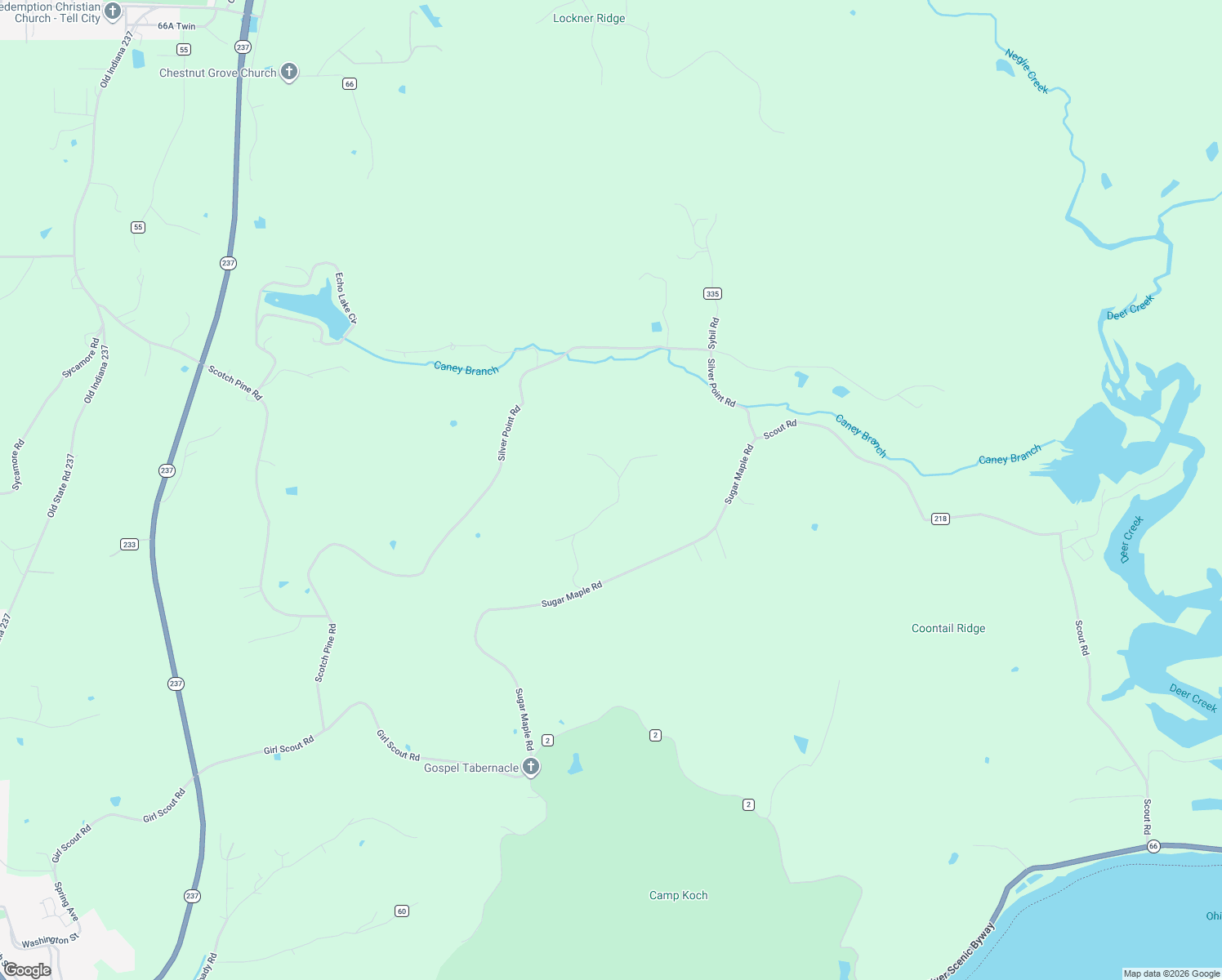 map of restaurants, bars, coffee shops, grocery stores, and more near 5450 Sandstone Lane in Cannelton