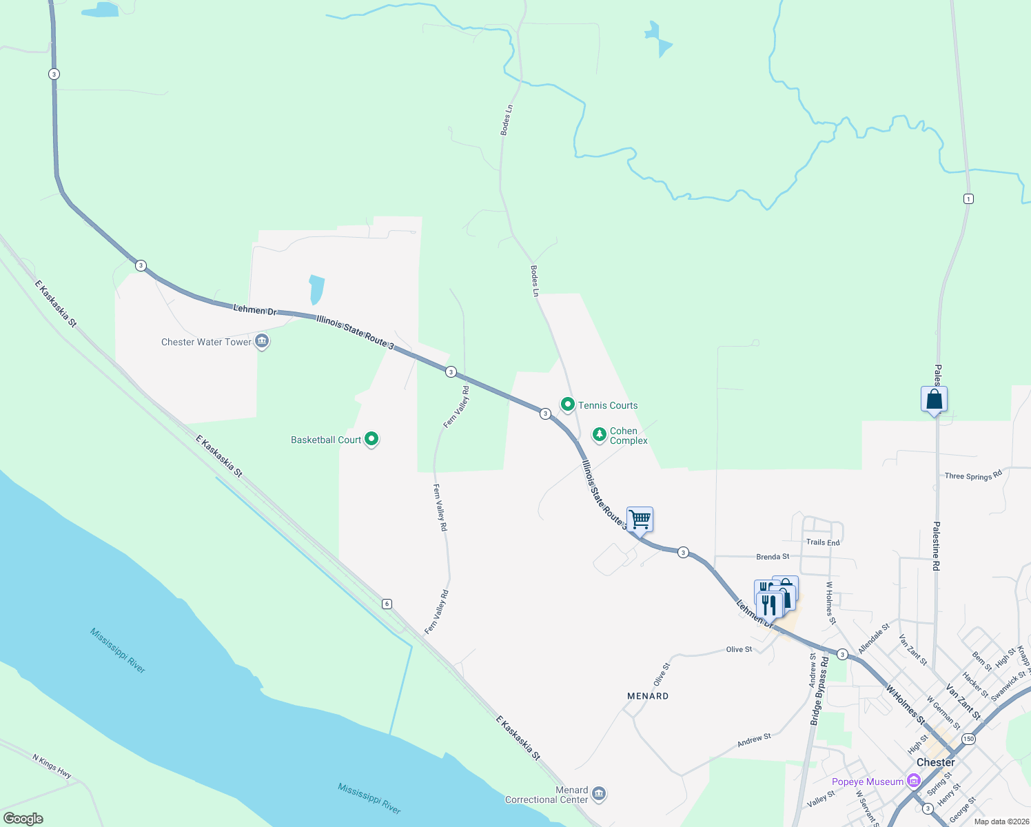 map of restaurants, bars, coffee shops, grocery stores, and more near 501 Hillview Drive in Chester