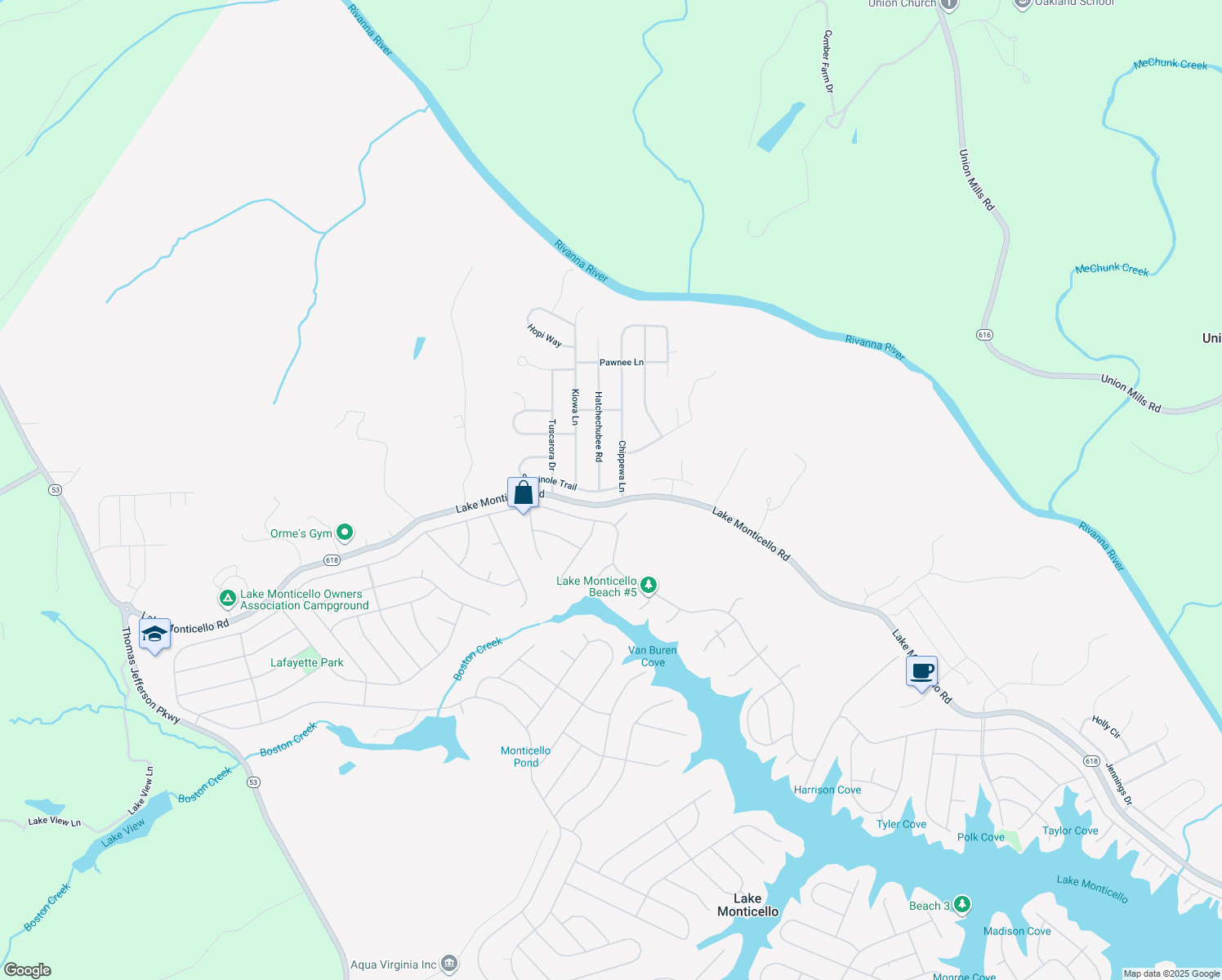 map of restaurants, bars, coffee shops, grocery stores, and more near 4 Seminole Trail in Palmyra