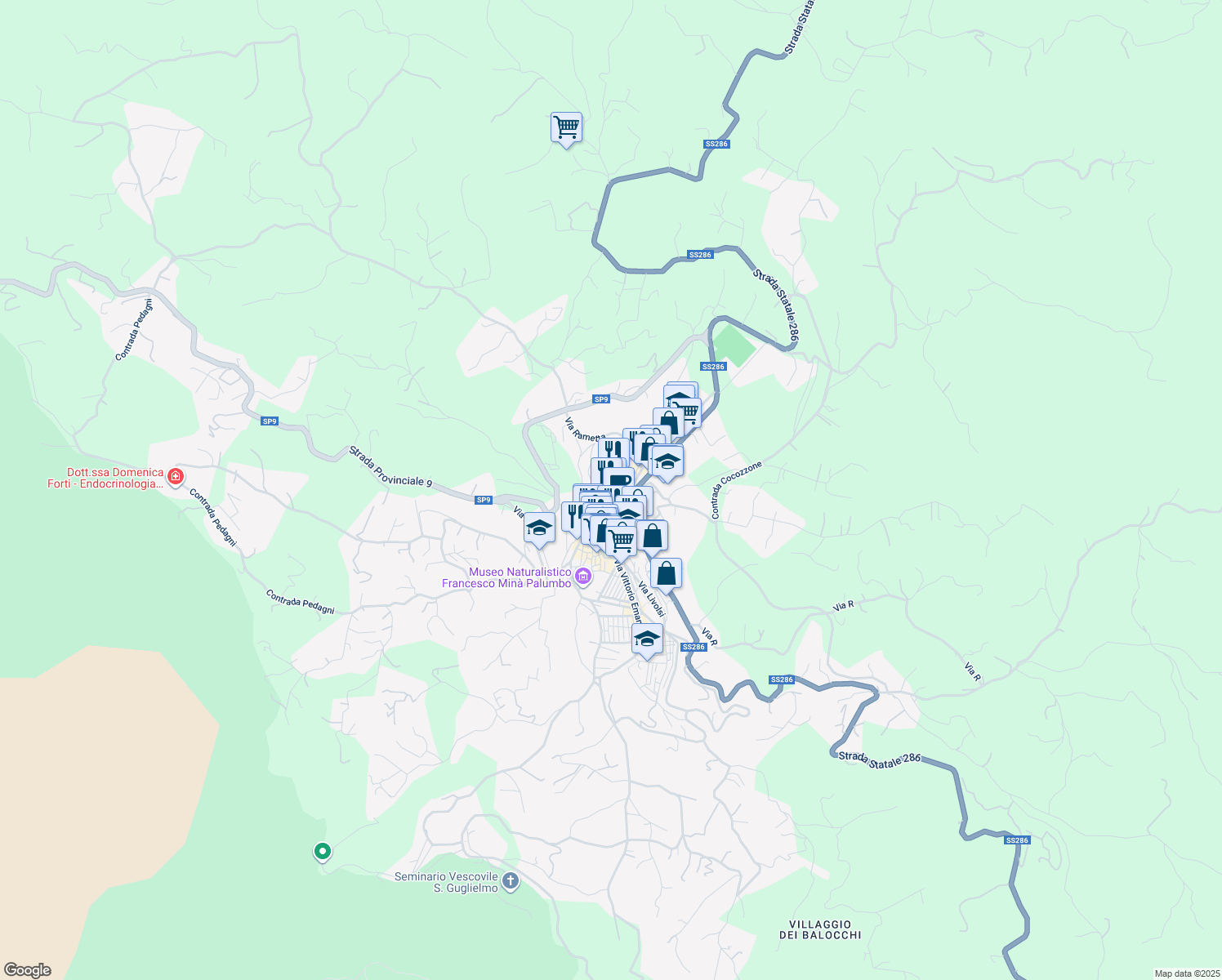 map of restaurants, bars, coffee shops, grocery stores, and more near 14 Via Sant'Anna in Castelbuono