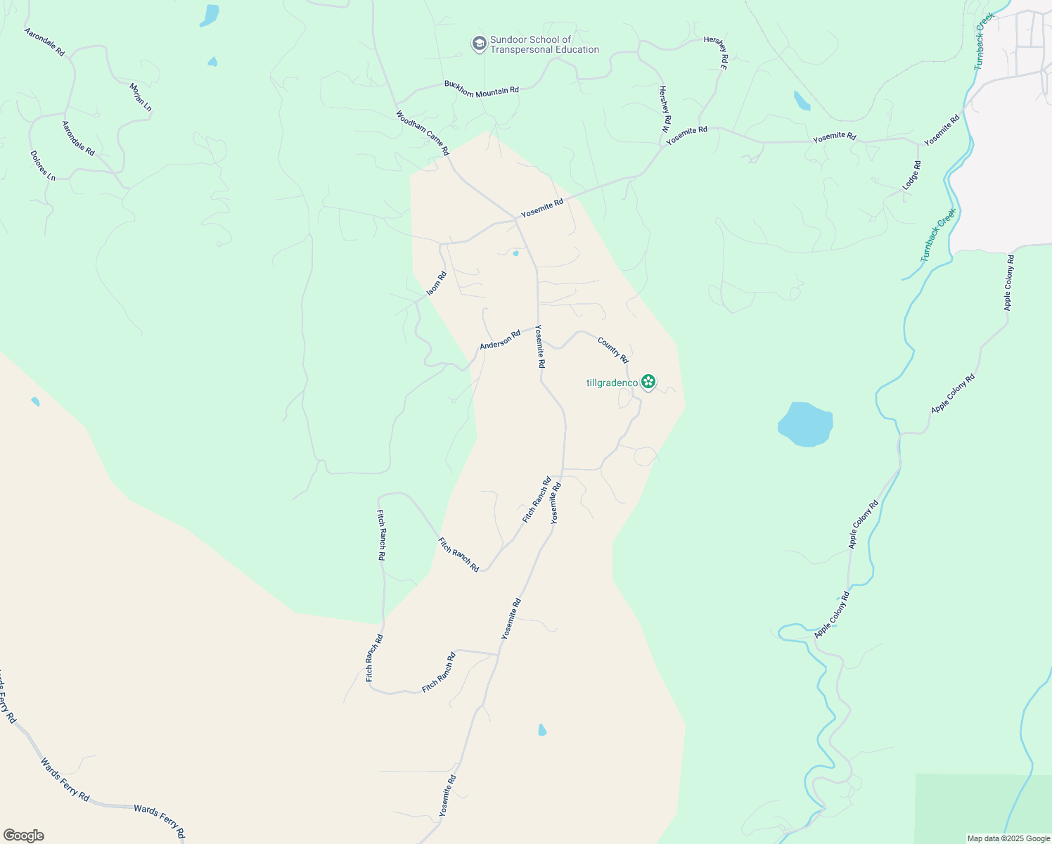 map of restaurants, bars, coffee shops, grocery stores, and more near 17300 Yosemite Road in Sonora