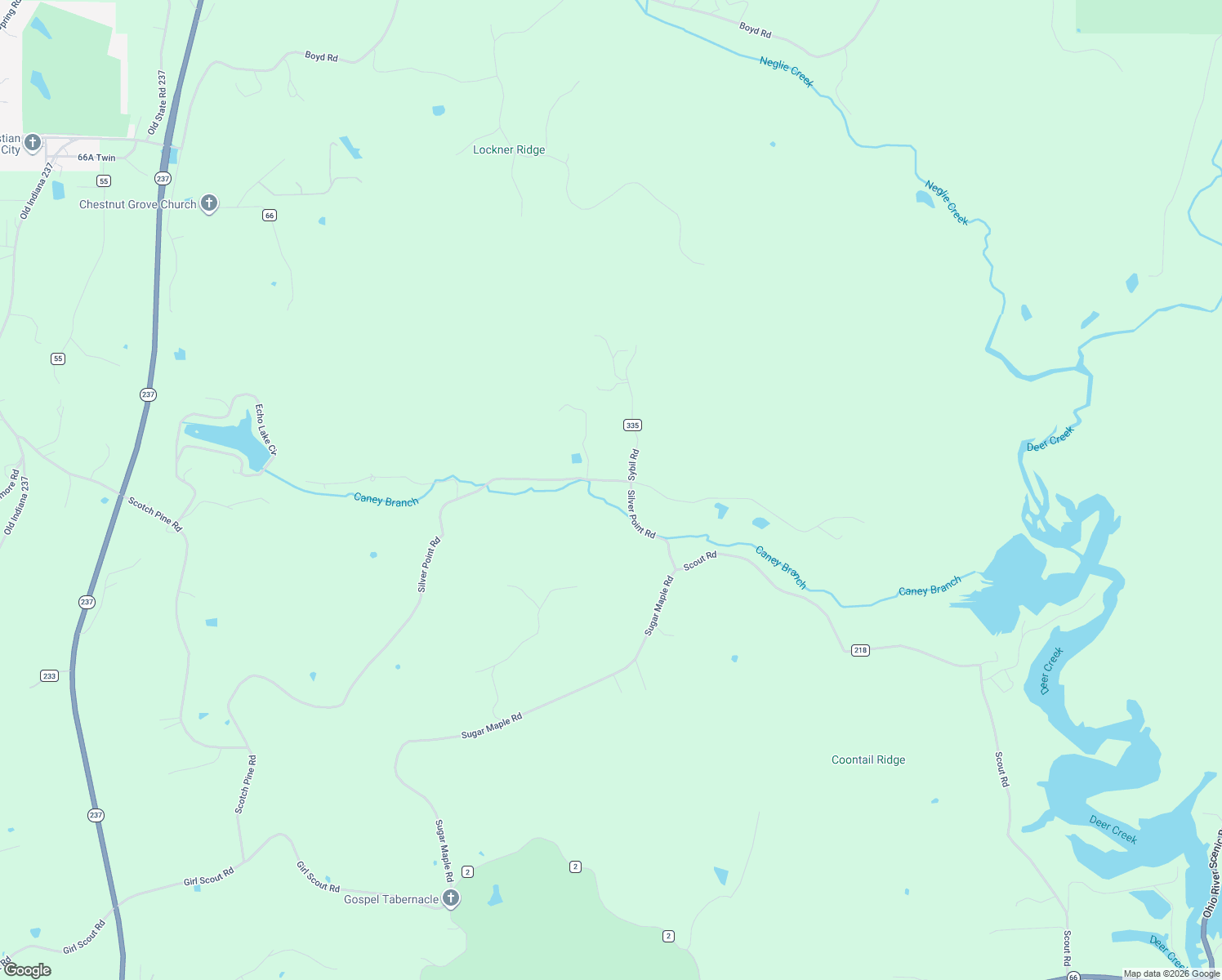 map of restaurants, bars, coffee shops, grocery stores, and more near 6842 Silver Point Road in Cannelton
